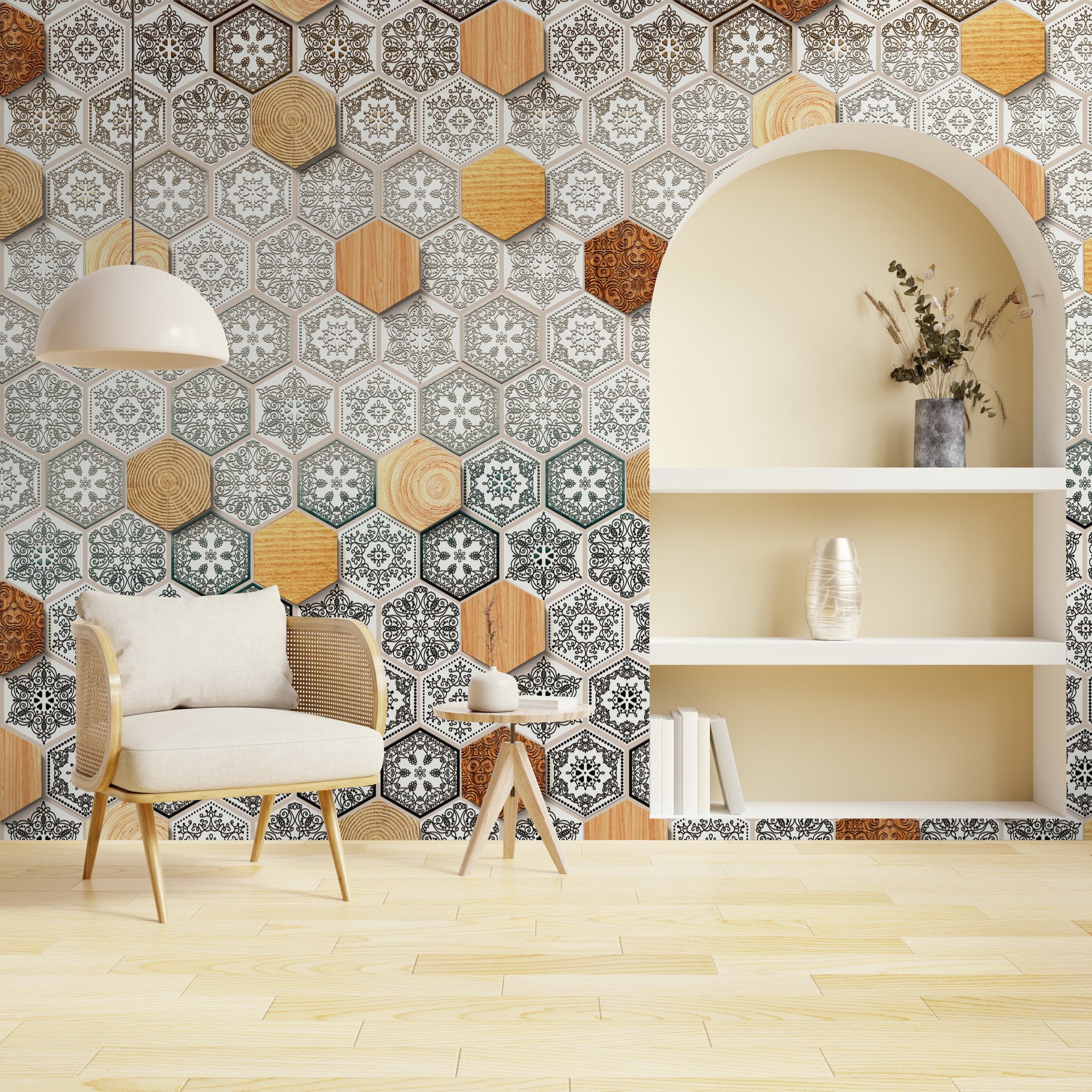 Geometric Elegance: "Shatkon" Wallpaper