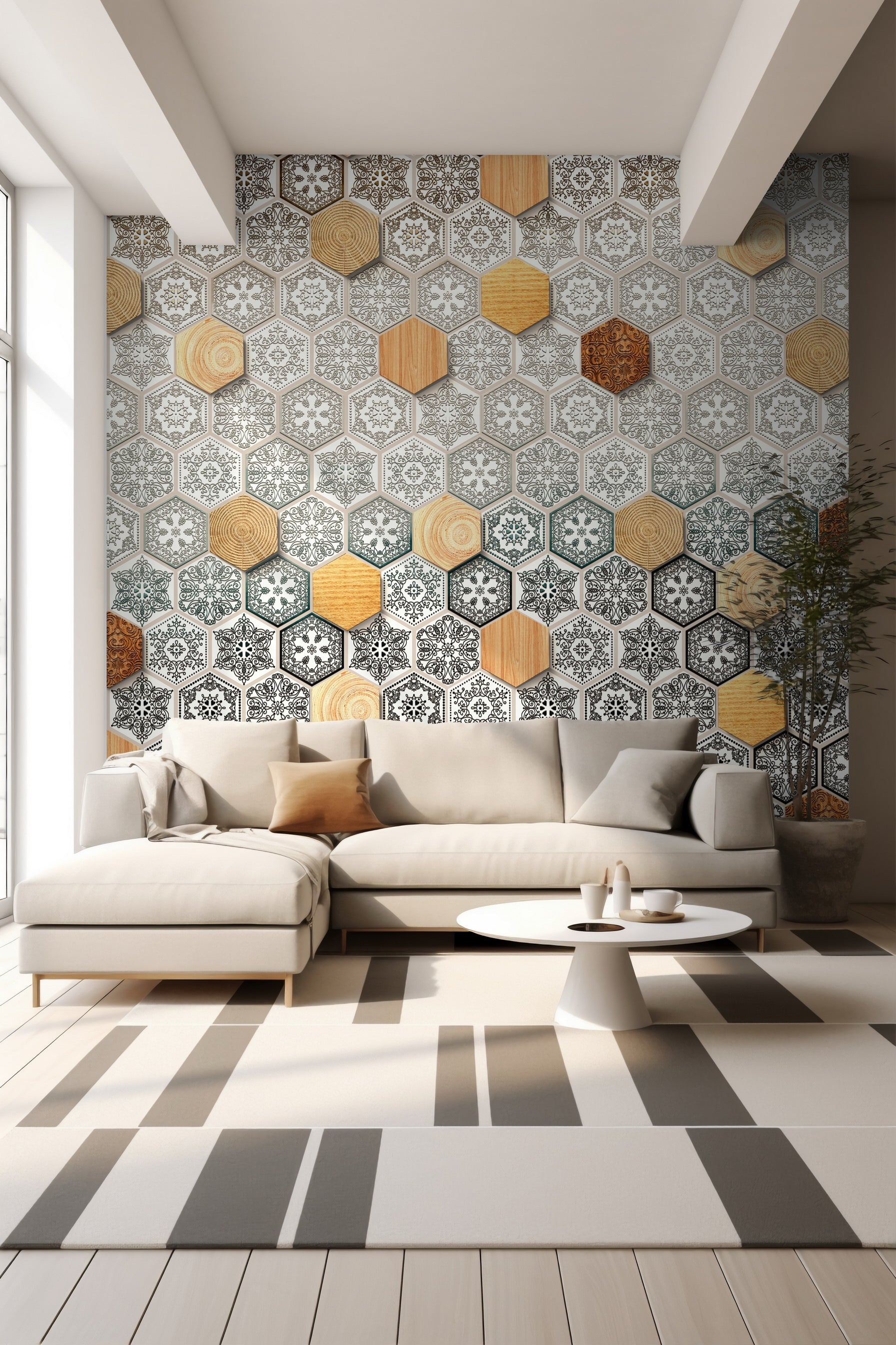 Geometric Elegance: "Shatkon" Wallpaper