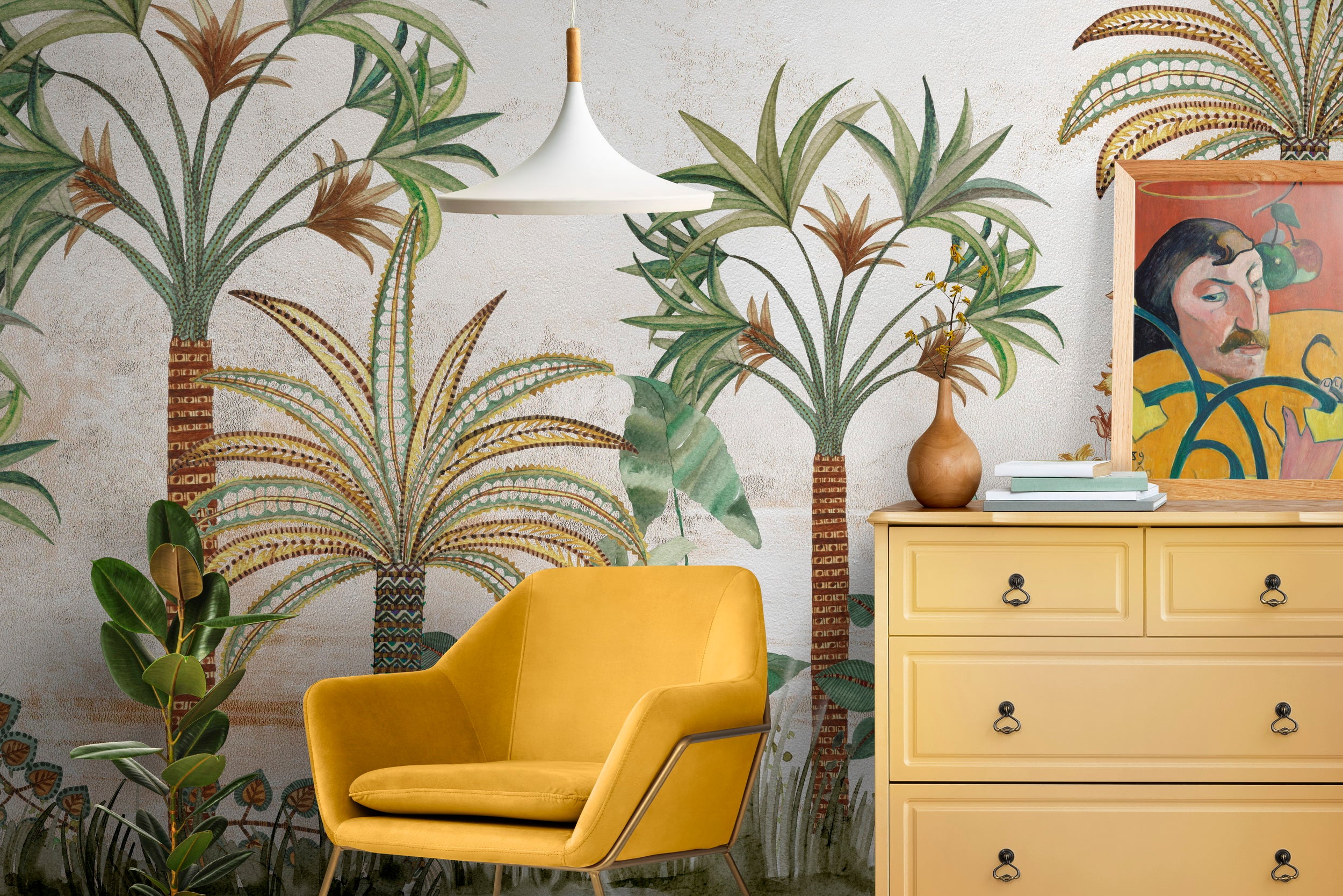 Serene Palms wallpaper - Customized garden wallpaper with palm trees by Brahm