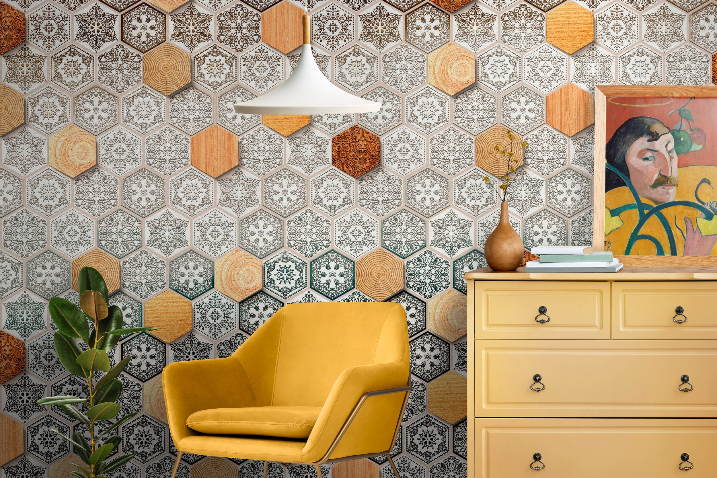 Geometric Elegance: "Shatkon" Wallpaper