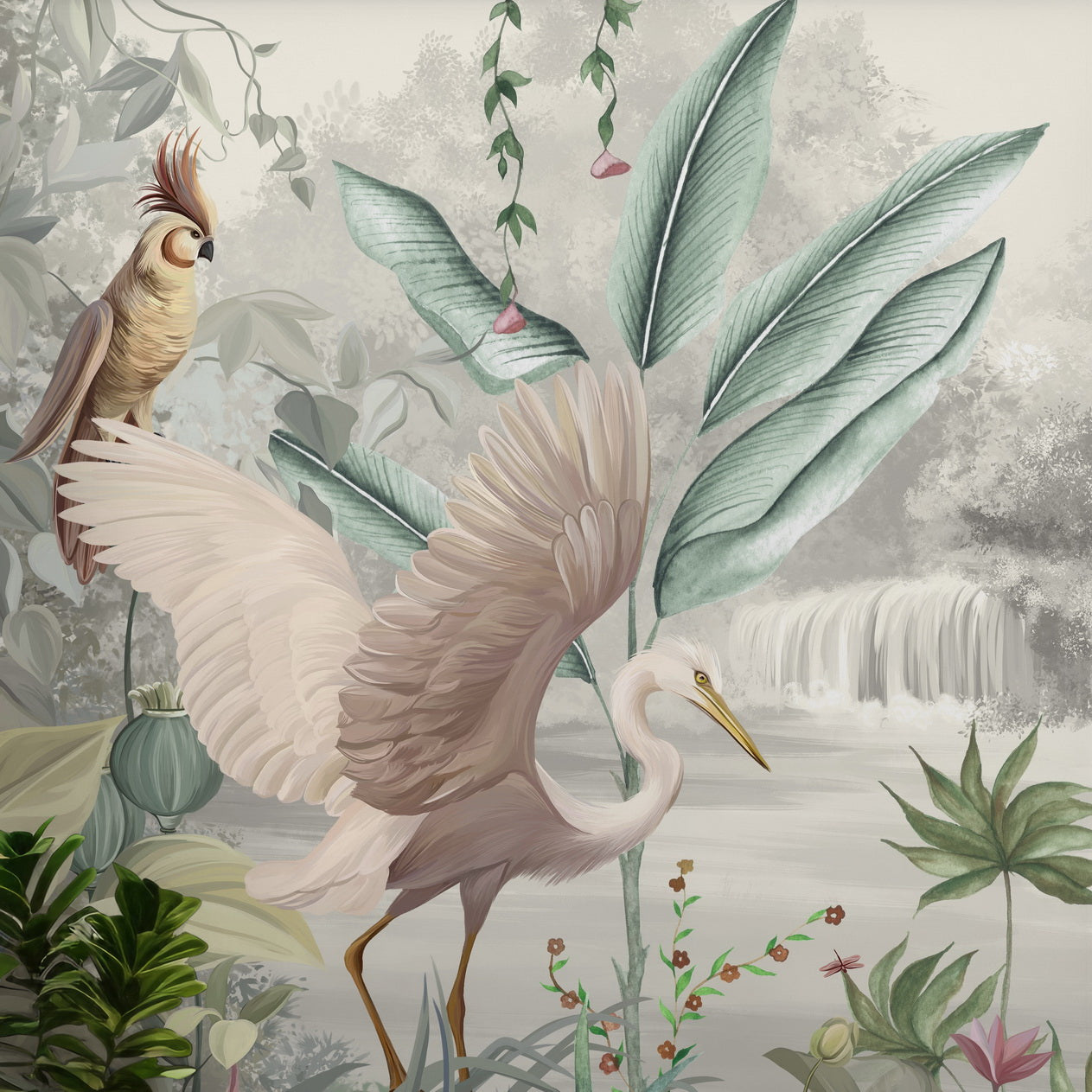 Tranquil aviary Hans Wallpaper - Customized garden and aviary wallpaper