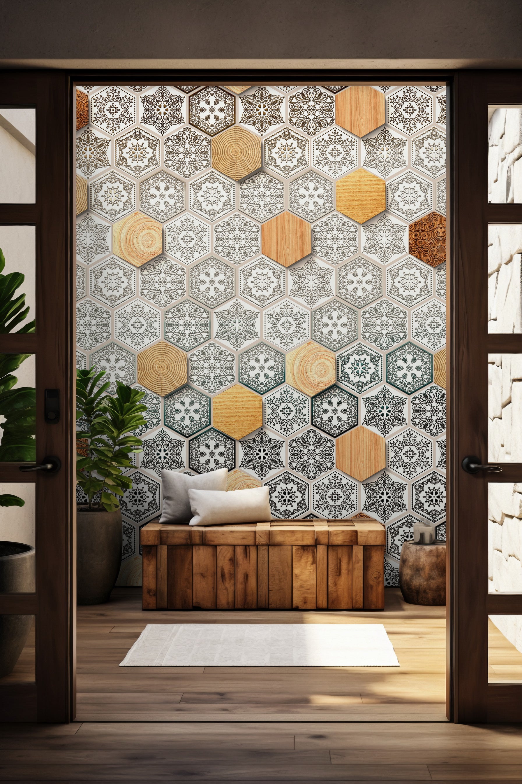 Geometric Elegance: "Shatkon" Wallpaper