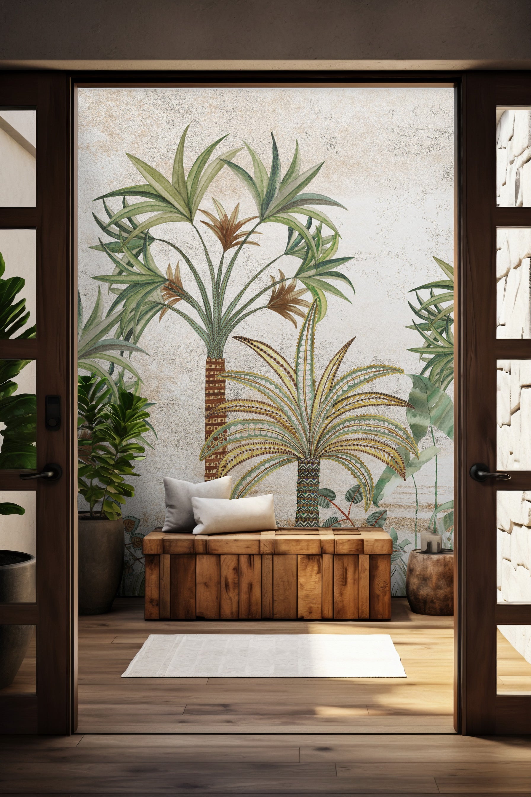 Serene Palms wallpaper - Customized garden wallpaper with palm trees by Brahm