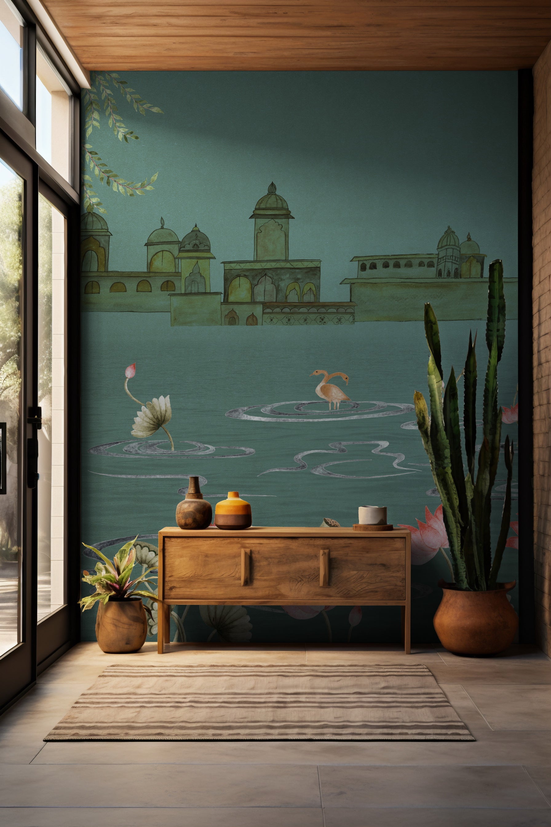 Flowing serenity Nadi wallpaper - Customized traditional river wallpaper by Brahm