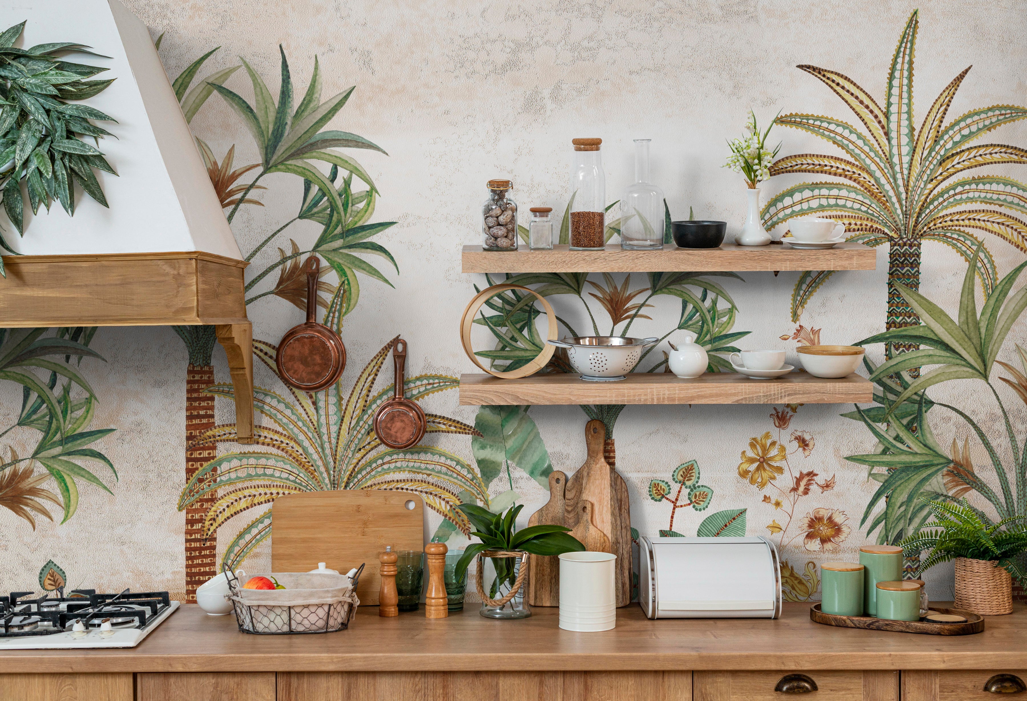 Serene Palms wallpaper - Customized garden wallpaper with palm trees by Brahm