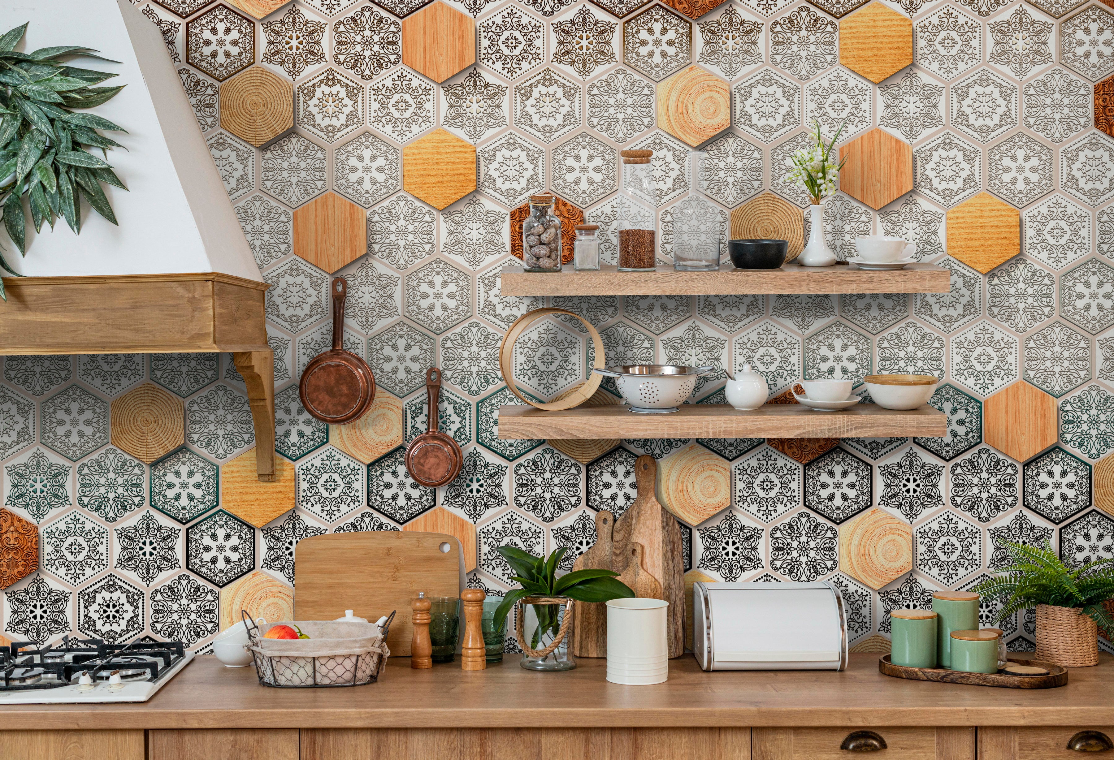 Geometric Elegance: "Shatkon" Wallpaper