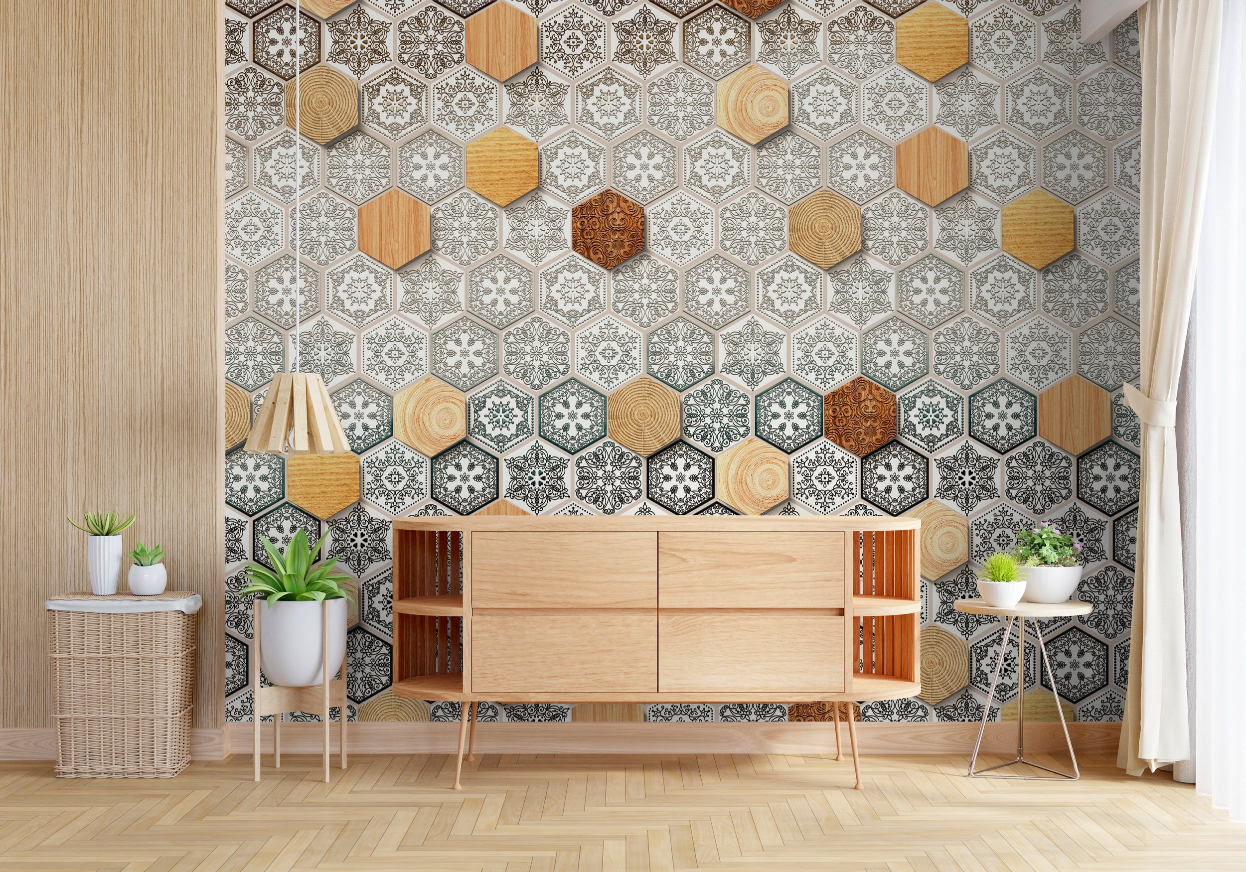 Geometric Elegance: "Shatkon" Wallpaper