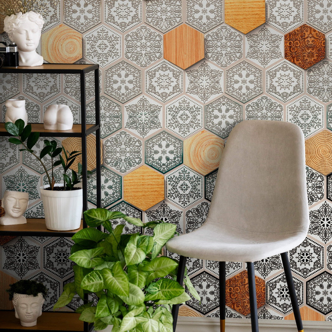 Geometric Elegance: "Shatkon" Wallpaper