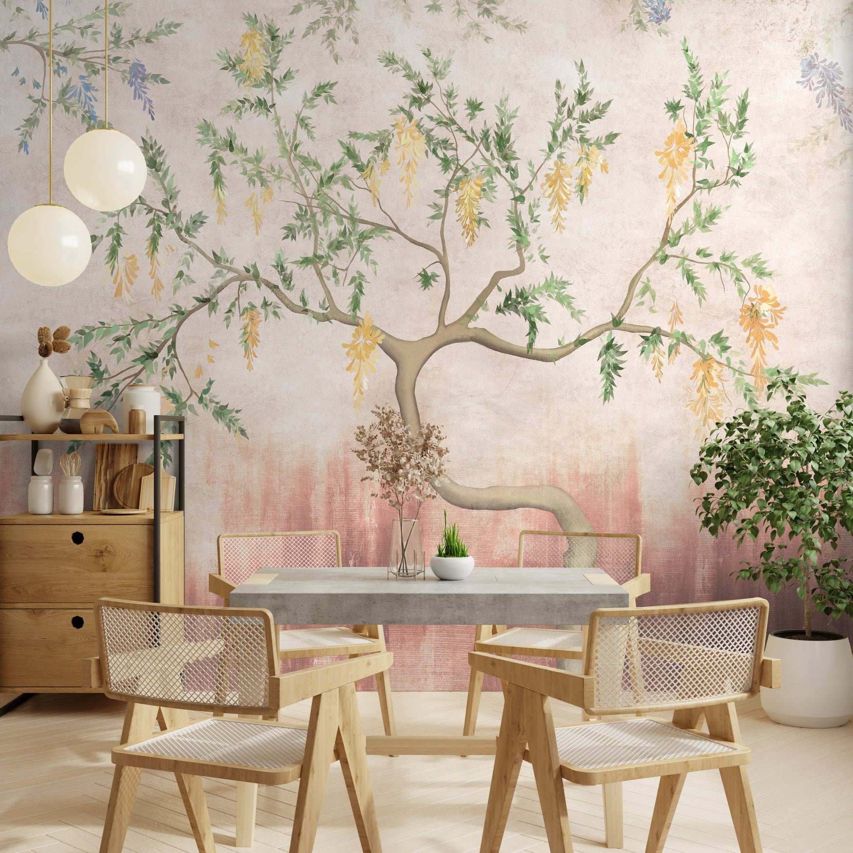 Golden Blossoms Wallpaper - Customized Beautiful floral wallpaper by Brahm