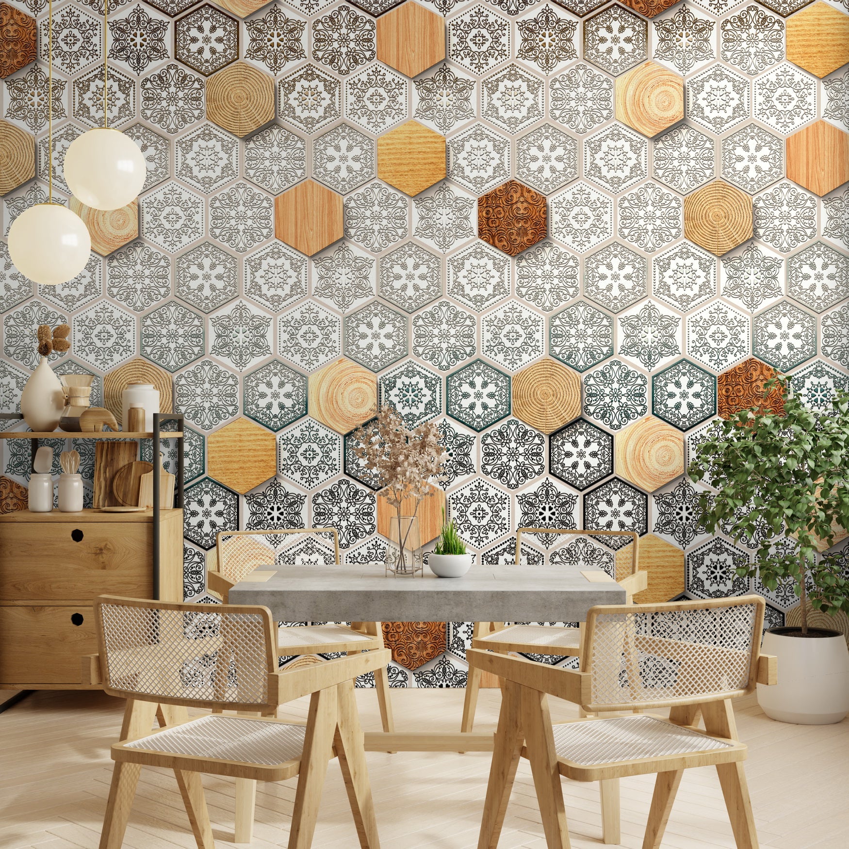 Geometric Elegance: "Shatkon" Wallpaper