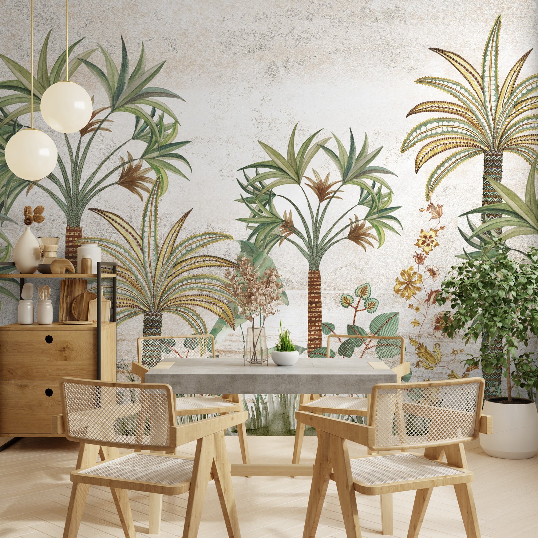 Serene Palms wallpaper - Customized garden wallpaper with palm trees by Brahm
