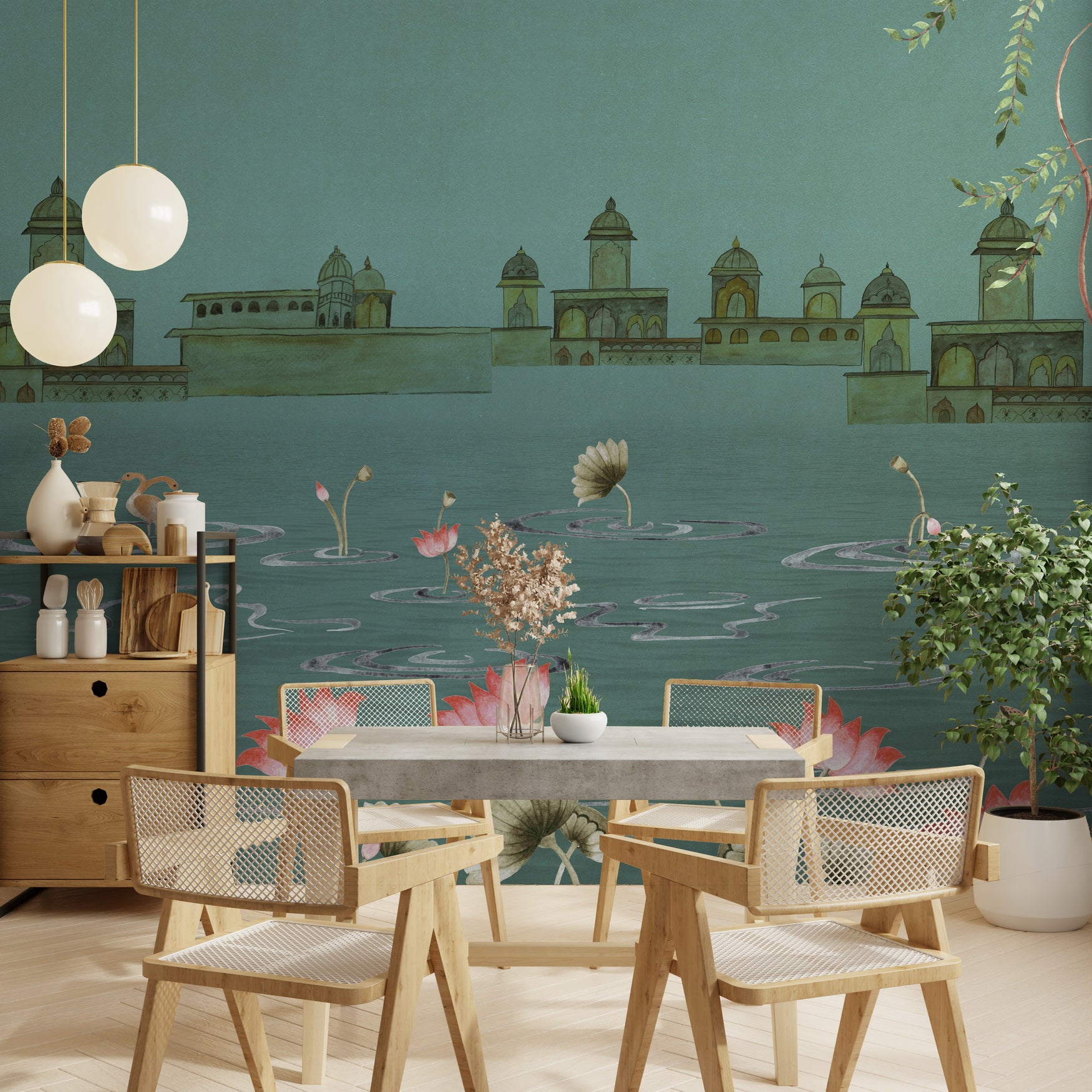 Flowing serenity Nadi wallpaper - Customized traditional river wallpaper by Brahm