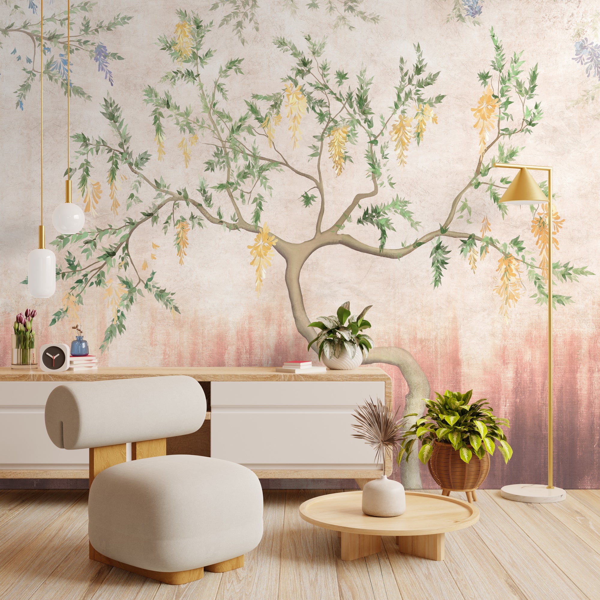 Golden Blossoms Wallpaper - Customized Beautiful floral wallpaper by Brahm