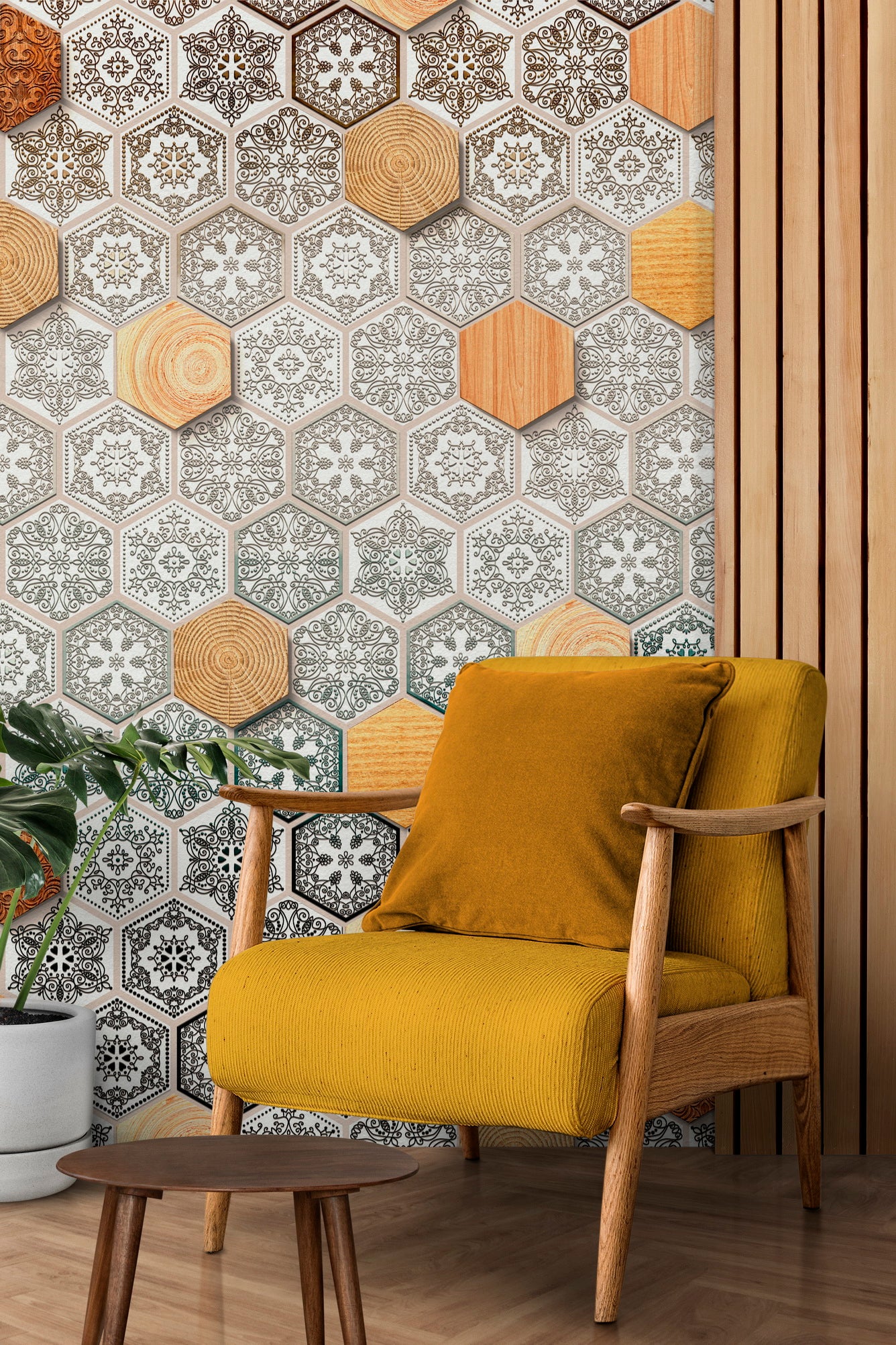 Geometric Elegance: "Shatkon" Wallpaper