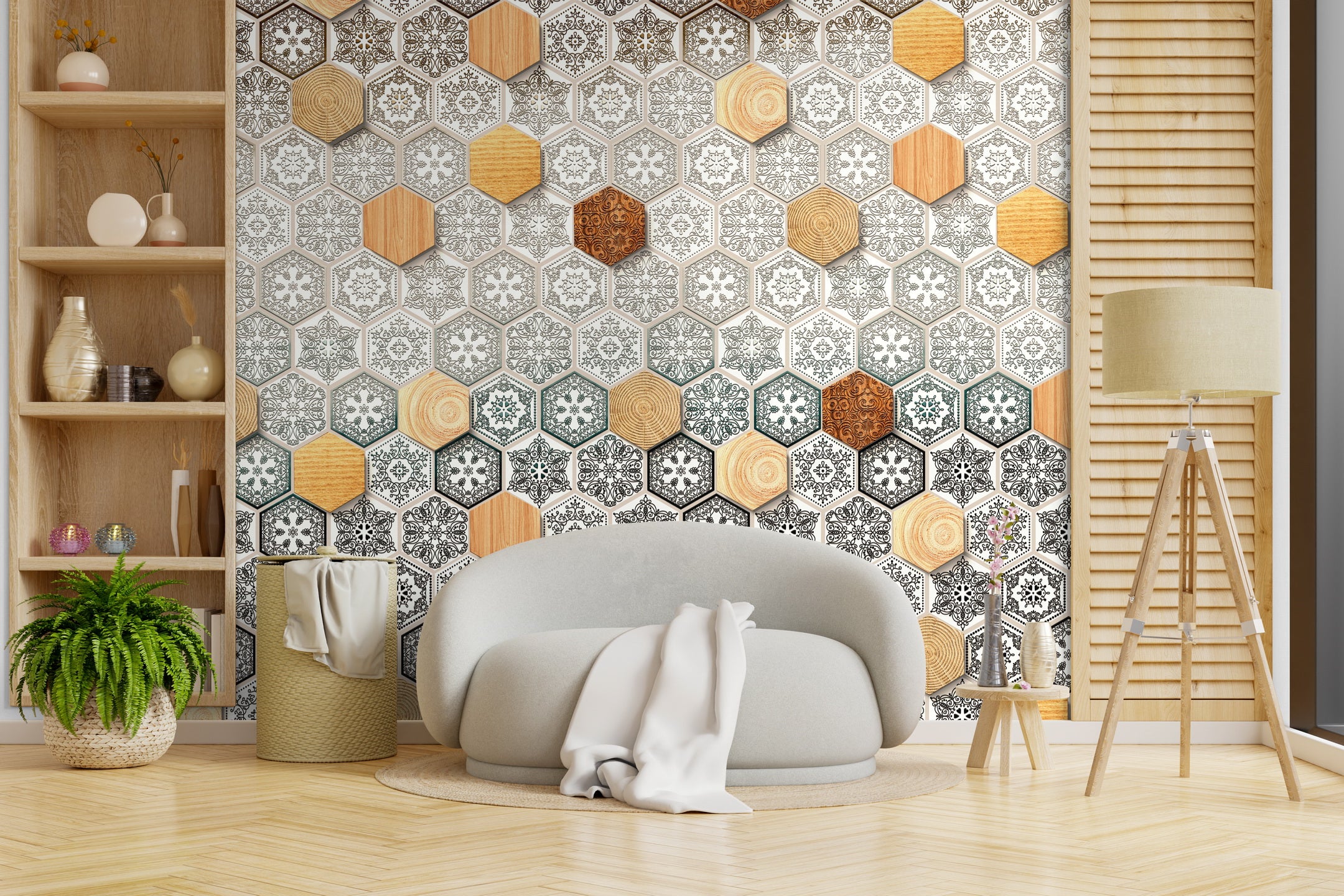 Geometric Elegance: "Shatkon" Wallpaper