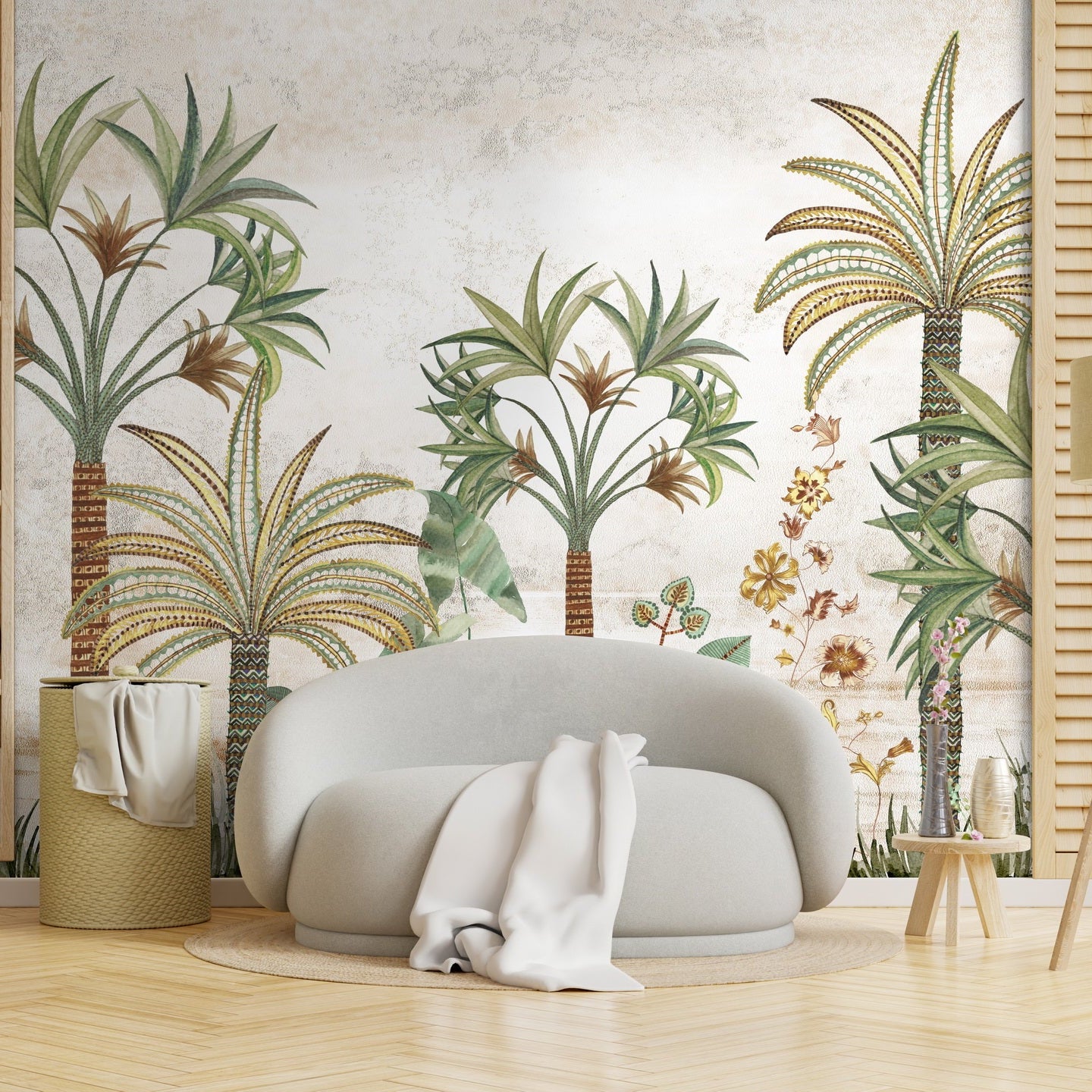 Serene Palms wallpaper - Customized garden wallpaper with palm trees by Brahm