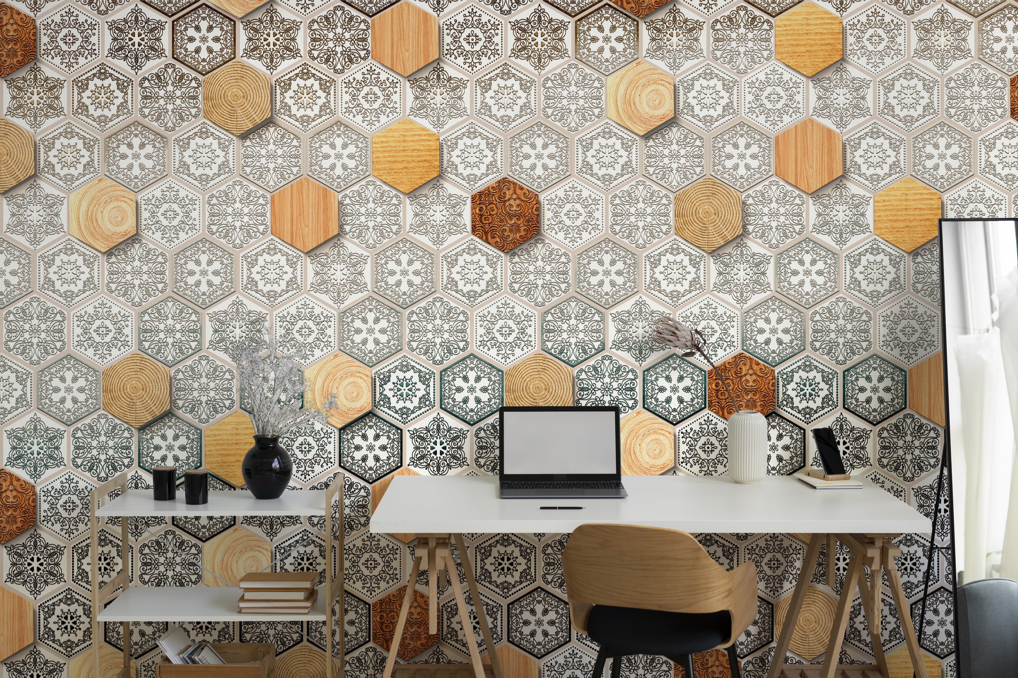 Geometric Elegance: "Shatkon" Wallpaper