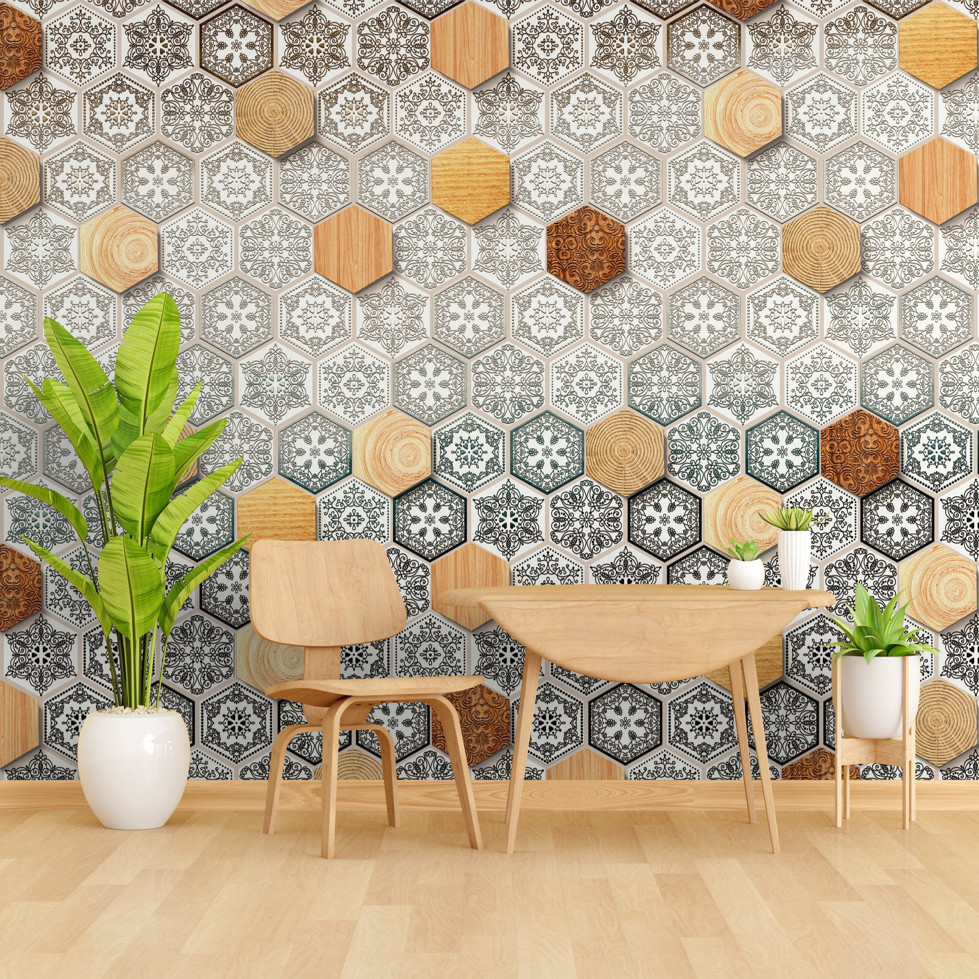 Geometric Elegance: "Shatkon" Wallpaper