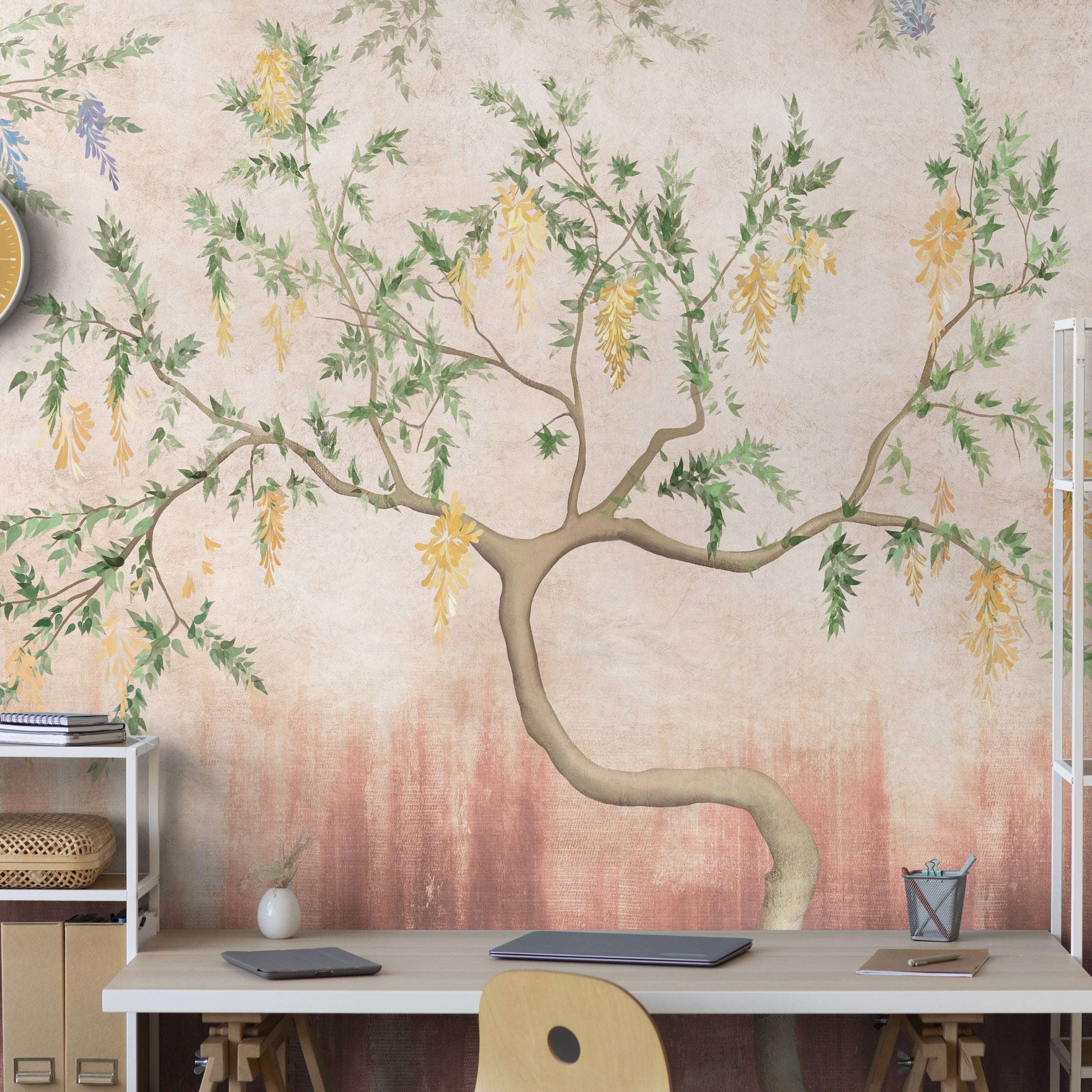 Golden Blossoms: "Hem Pushp Vriksha" Wallpaper