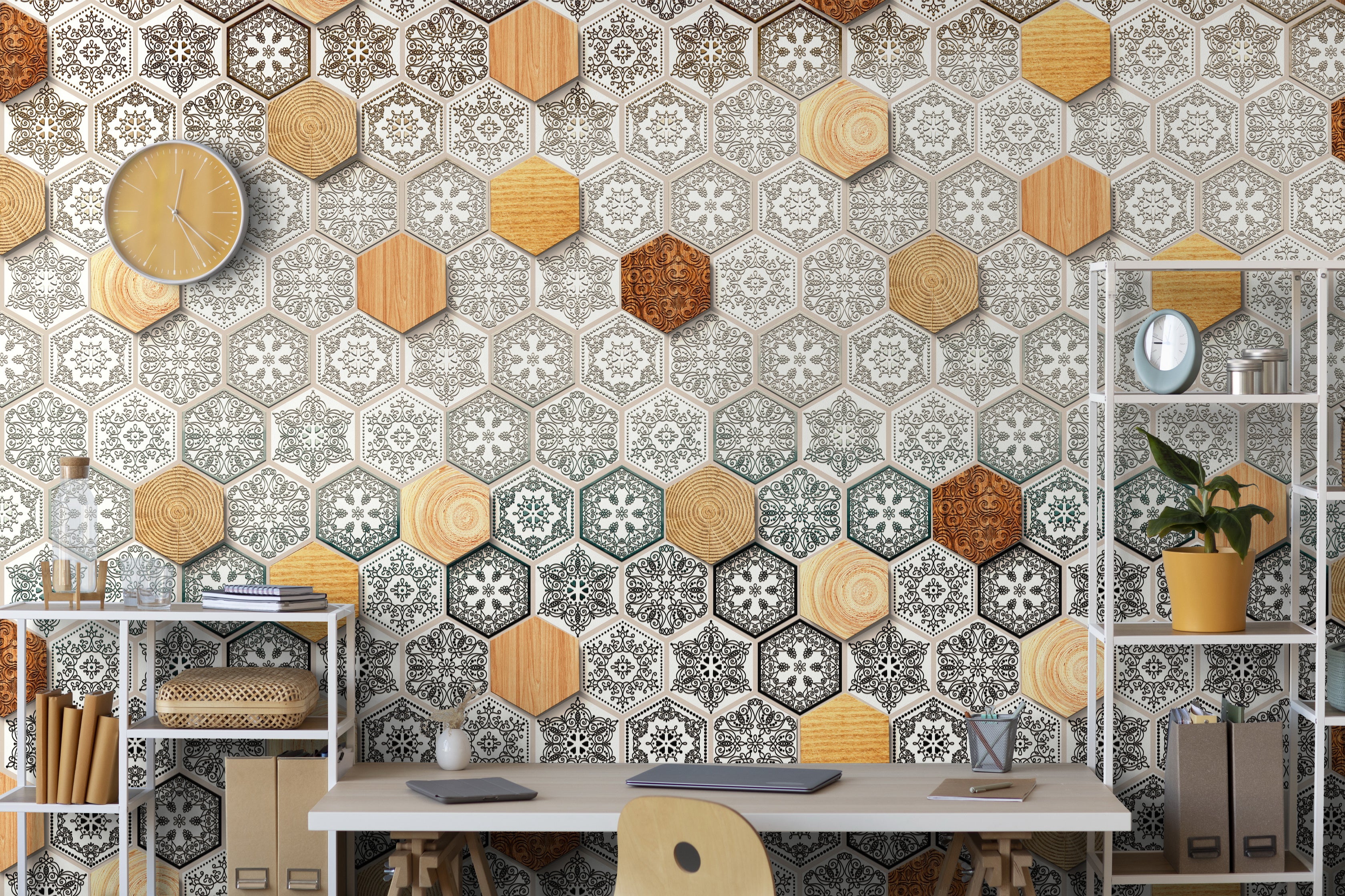Geometric Elegance: "Shatkon" Wallpaper
