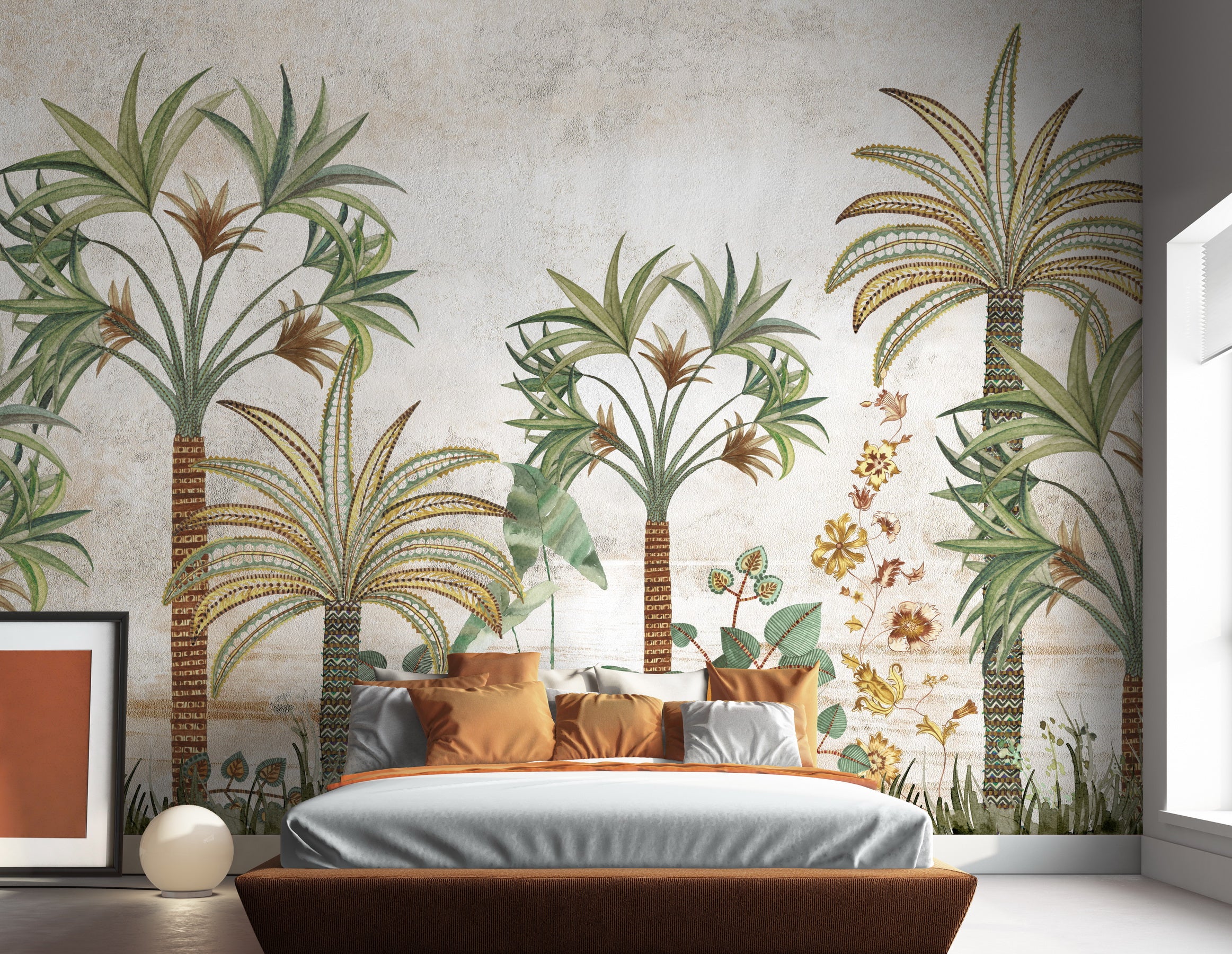Serene Palms Tropical arches wallpaper - Customized garden wallpaper with palm trees by Brahm for bedroom