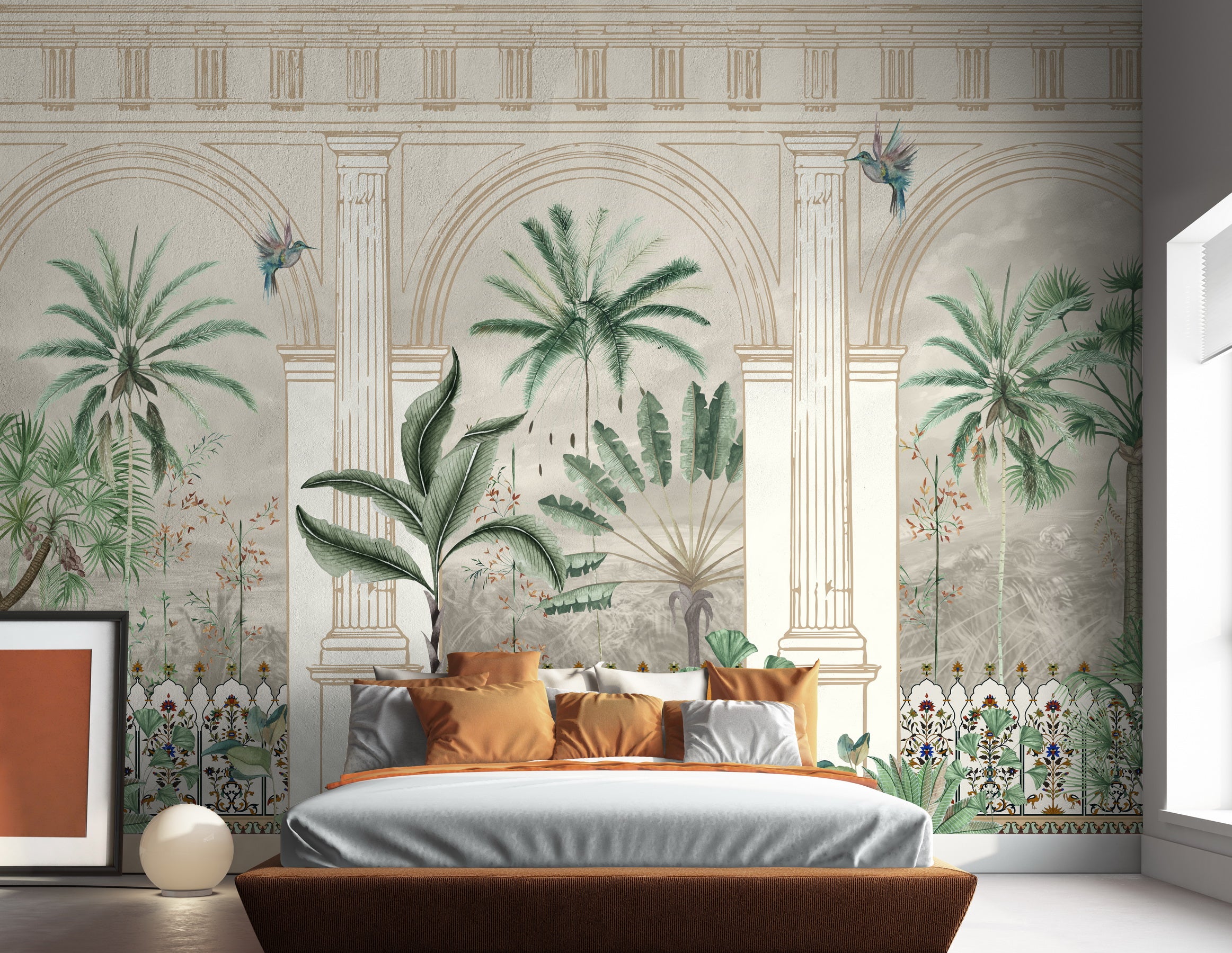 Tropical arches wallpaper - Customized garden and forest wallpaper with palm trees for bedroom
