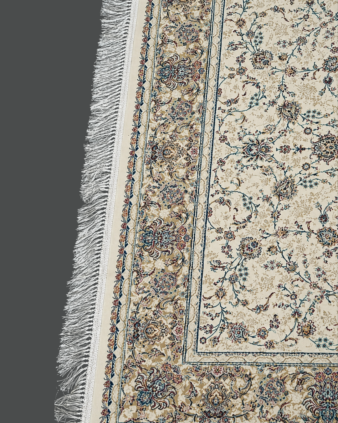 Tarang Silk & Wool Blend Carpet – Blue Wave Botanical Stripe