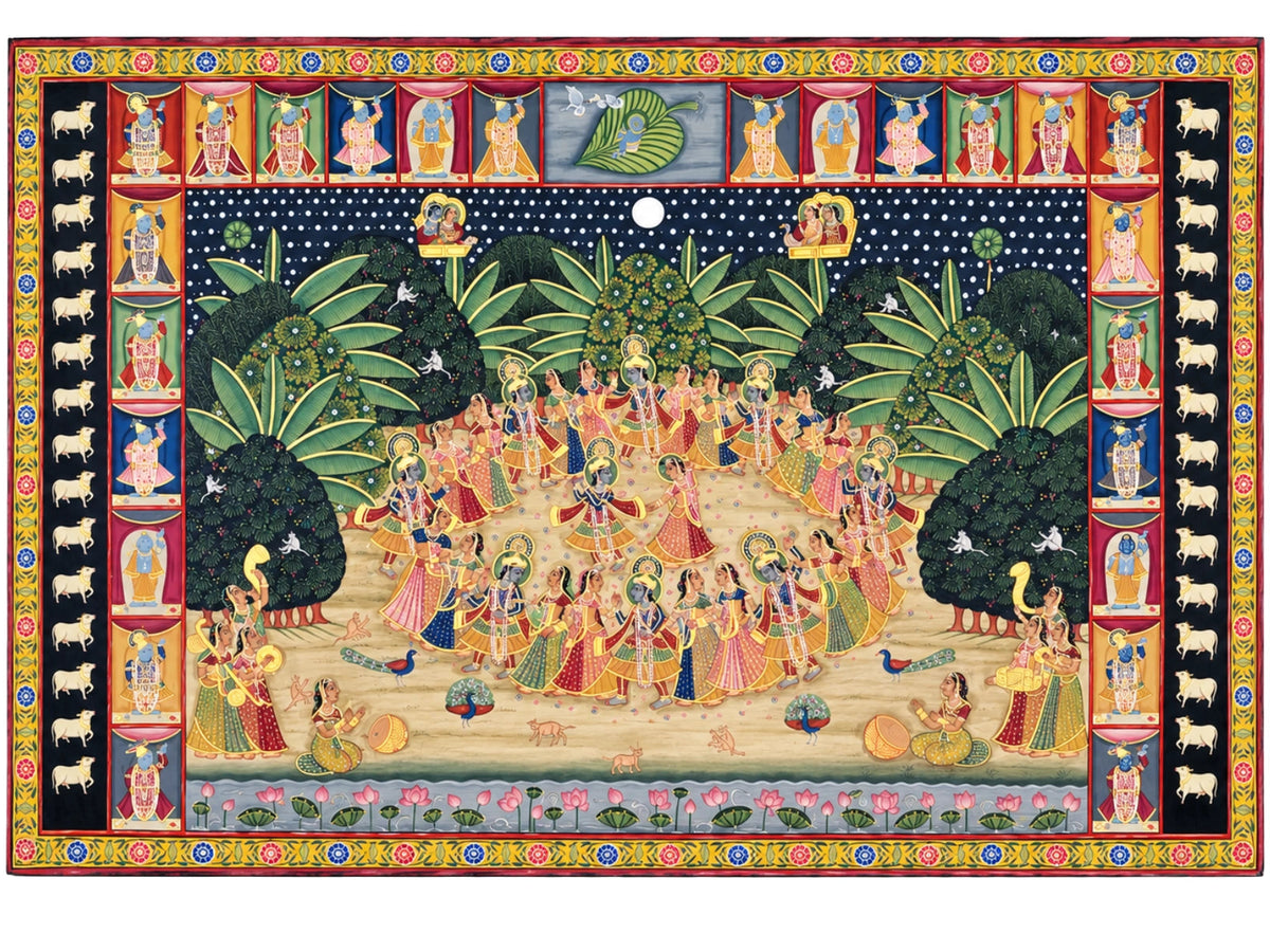 Handpainted – Pichwai – Raas Leela in the Moonlit Grove