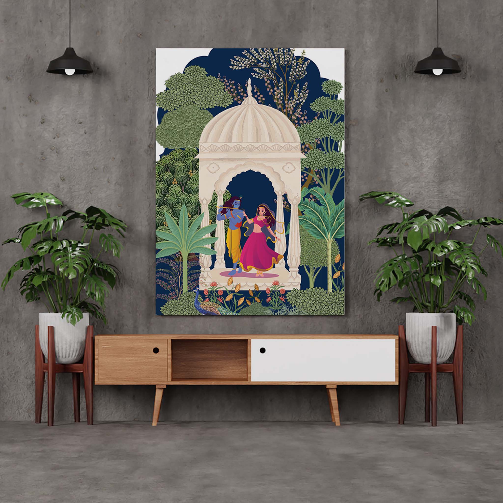 Pichwai Painting- Radha and Krishna at the Gazebo