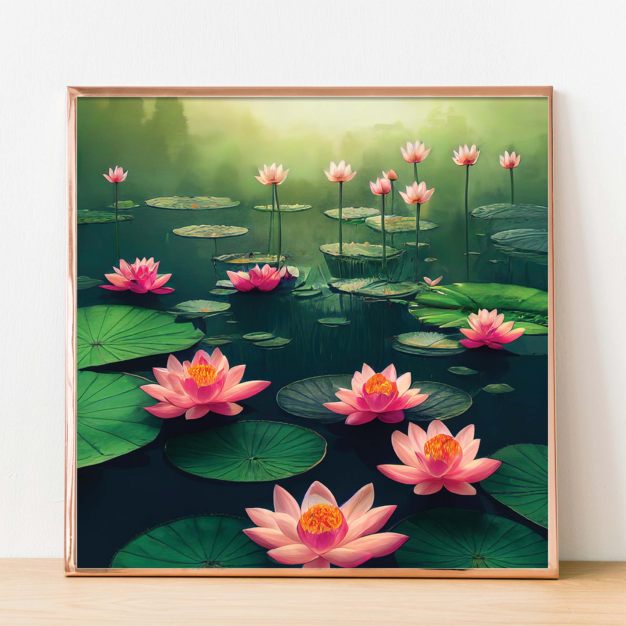 Water Lillies in a Pond Painting