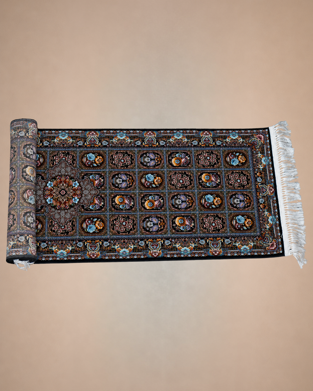 Raagini Silk & Wool Blend Carpet – Ivory Rose Border Runner
