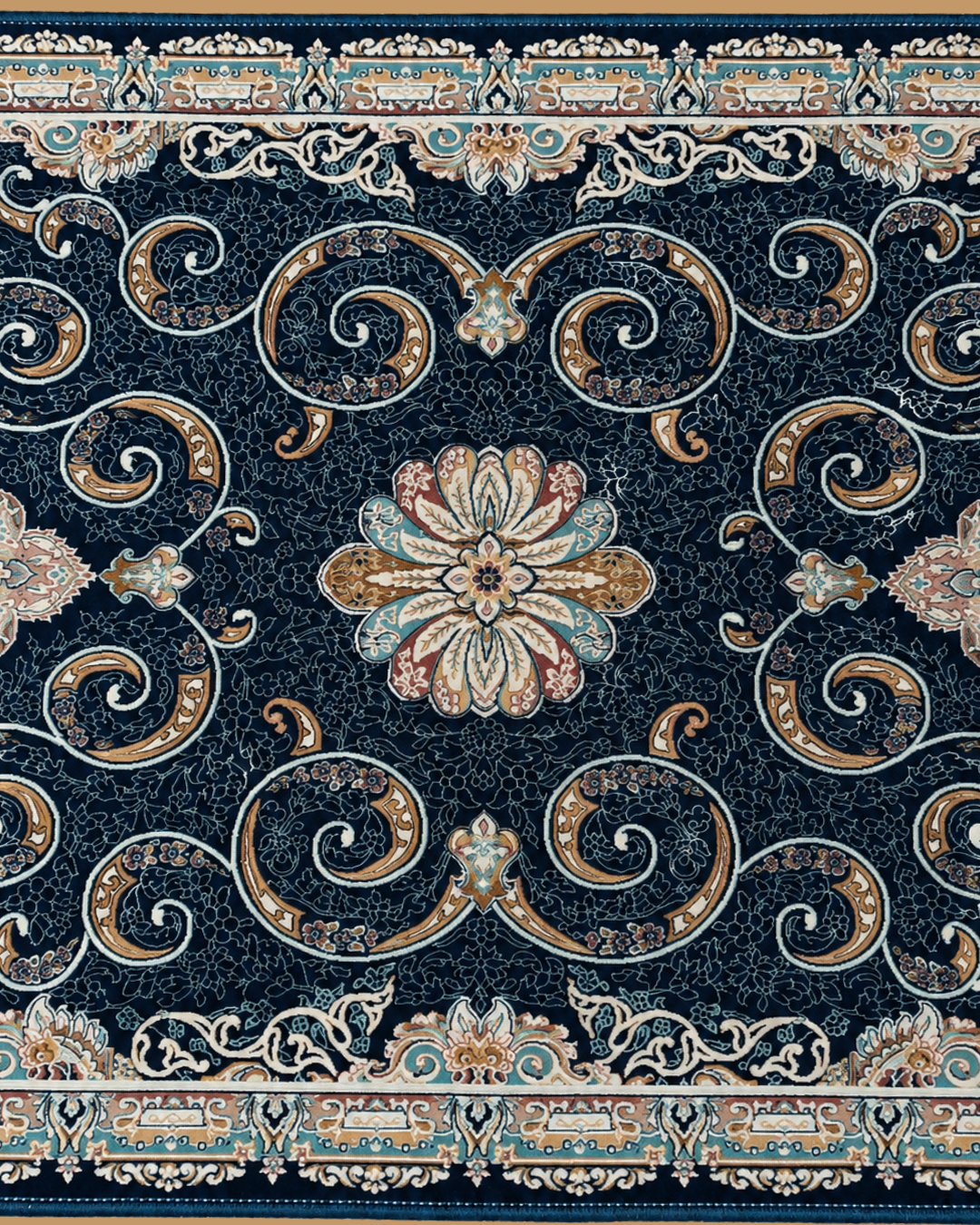 Noor Silk & Wool Blend Carpet – Cream Gilded Floral Scatter Runner