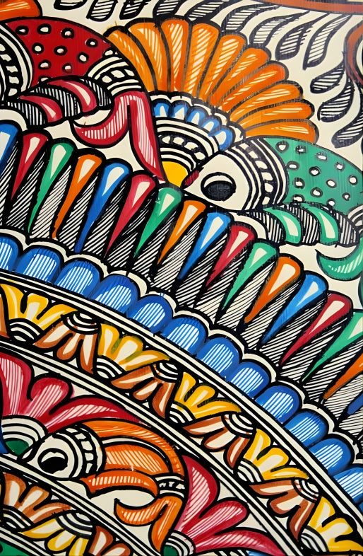 Rhythm of Abundance: Fishes - Madhubani Painting