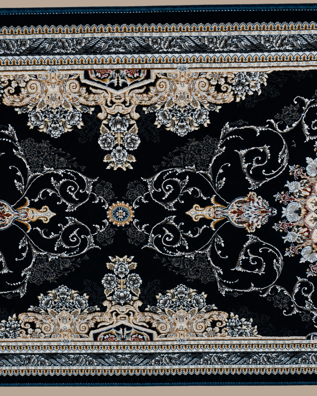 Mahtab Silk & Wool Blend Carpet – Midnight Double Medallion Runner