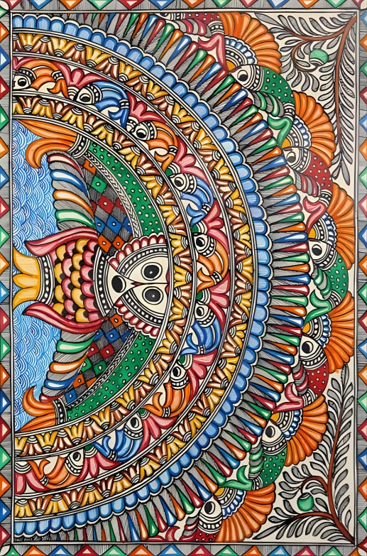 Rhythm of Abundance: Fishes - Madhubani Painting