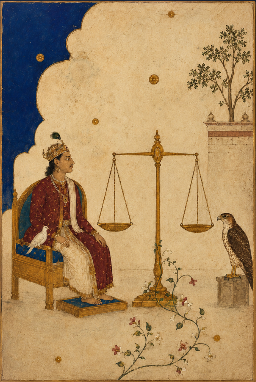 Abhaya — King Shibi and the Scales of Dharma, Vana Parva, Canvas Cloth Print