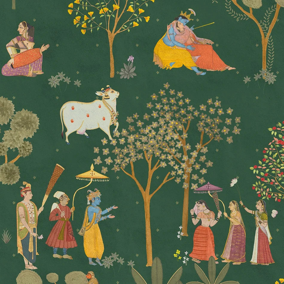 Radha-Krishna pichwai wallpaper - customized indian traditional wallpaper depicting Radha-Krishna