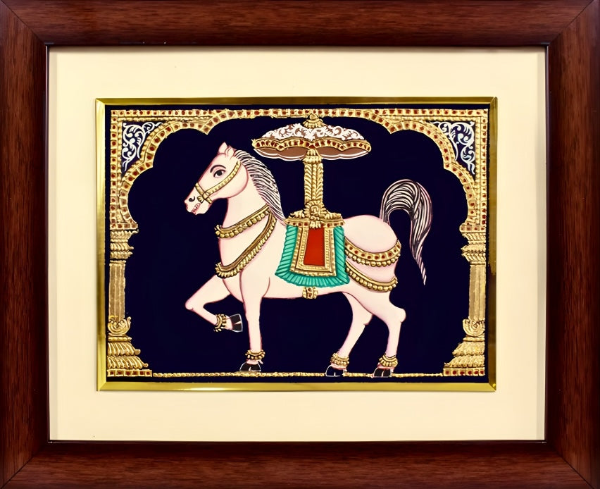 Palace Horse - Mysore Paintings (22KT Gold Leaf)