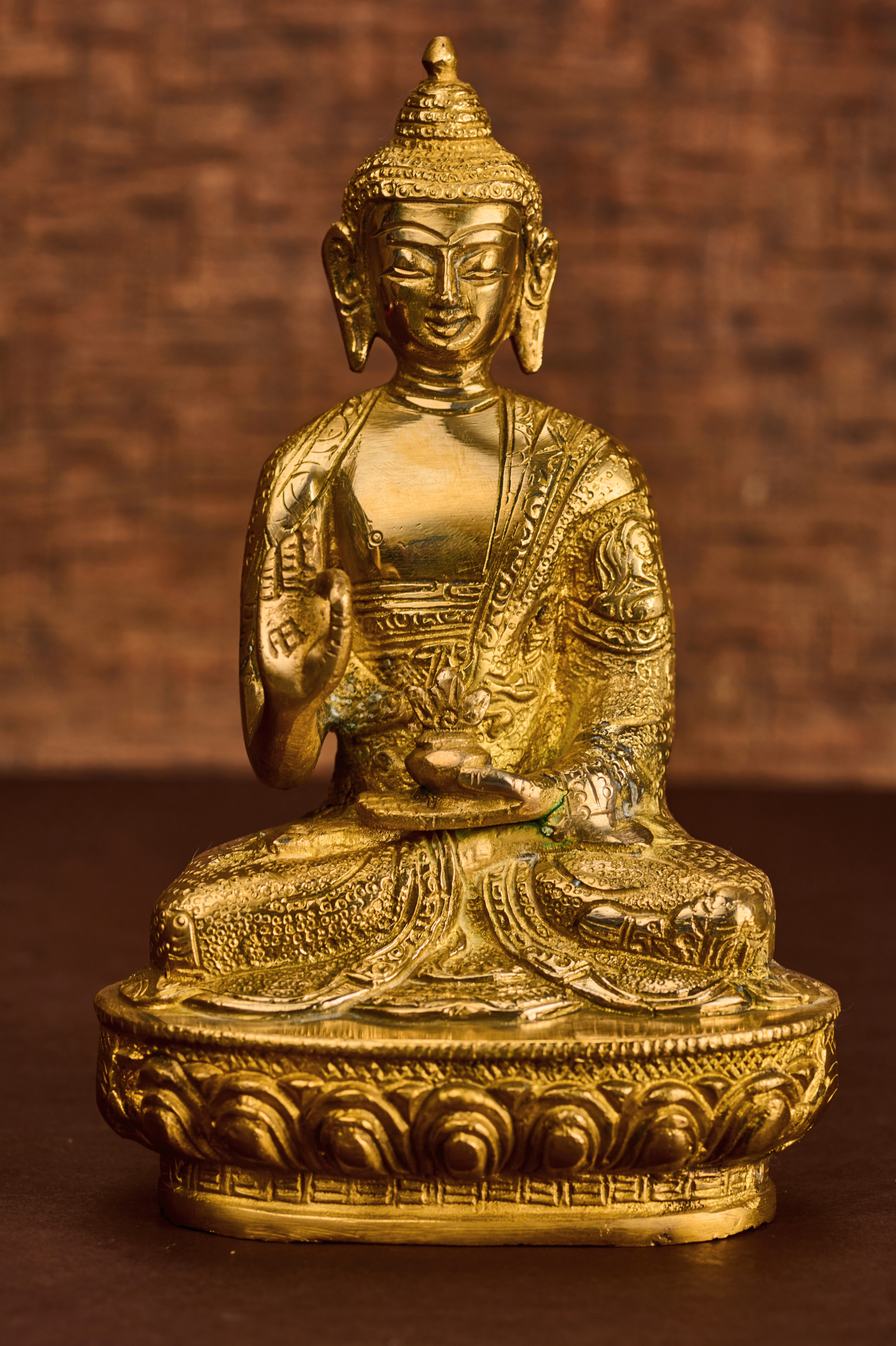 Solid Brass Buddha Sculpture in Classic Meditative Pose