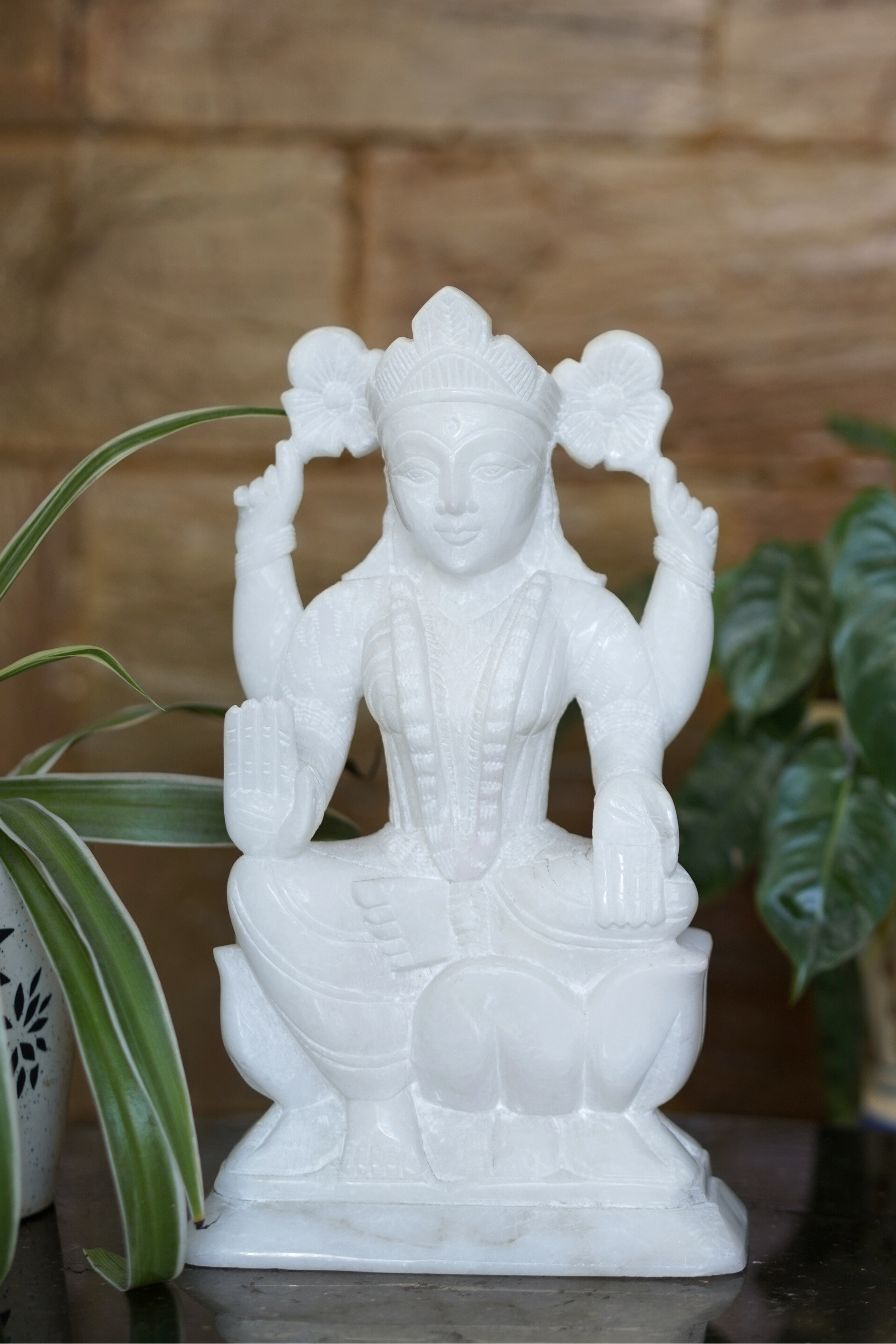 White Stone Lakshmi Goddess Statue