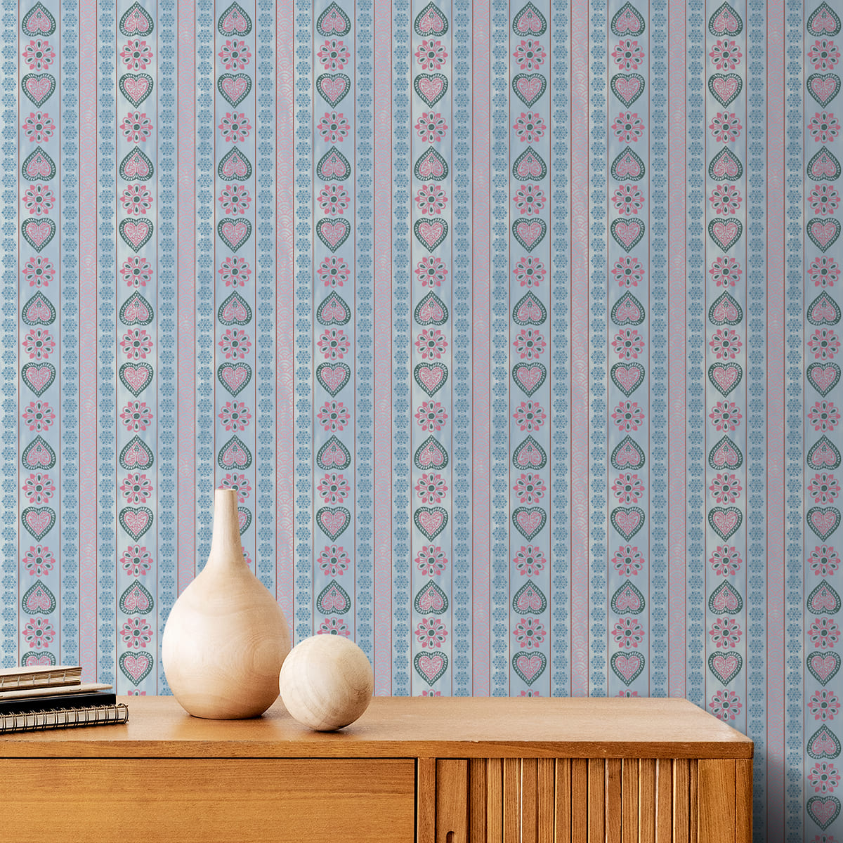 Buy Sarangi Rajasthani Block Print Design Wallpaper pink and blue