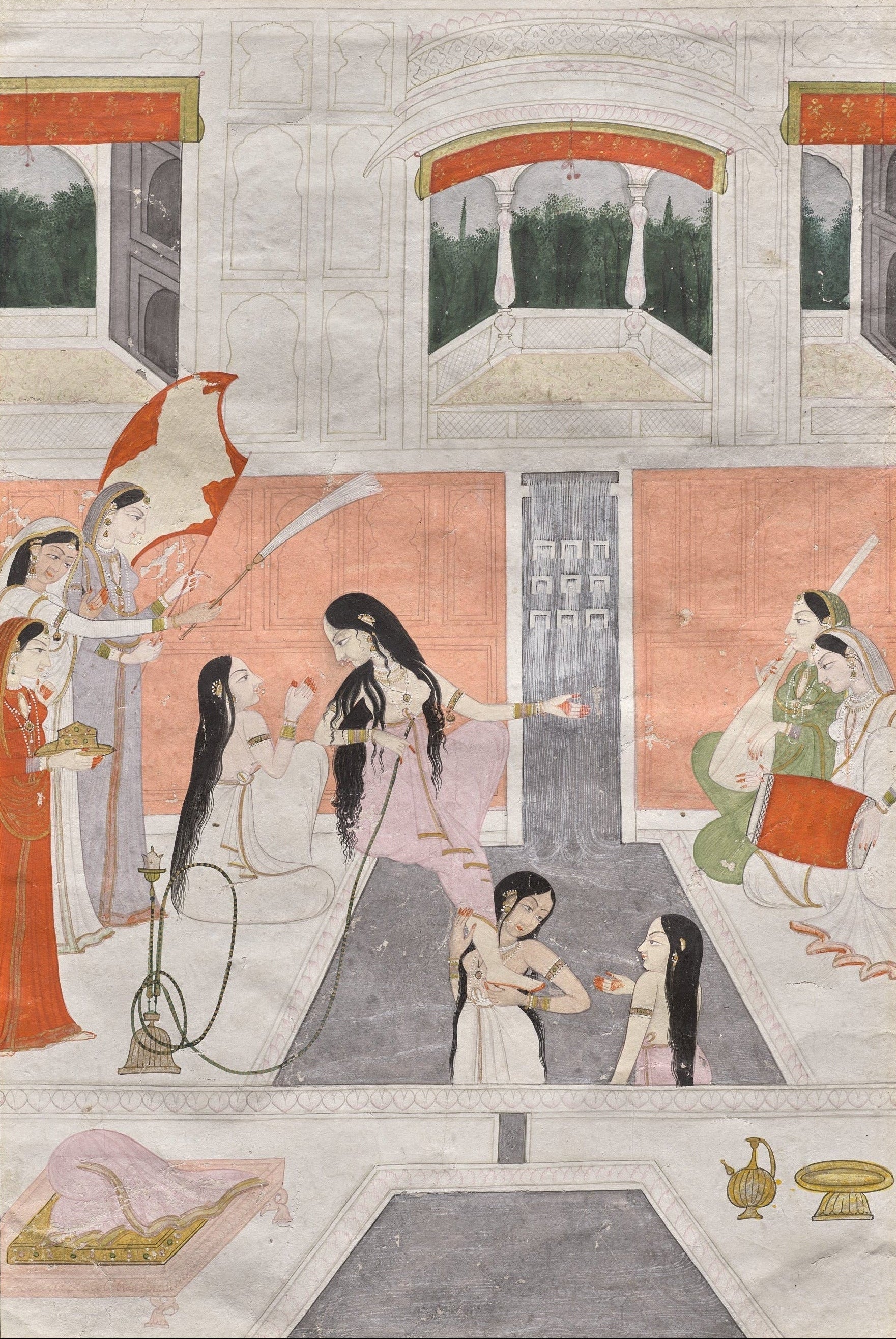 'Palace Women Enjoying Music by a Cascade' Print, c.1780