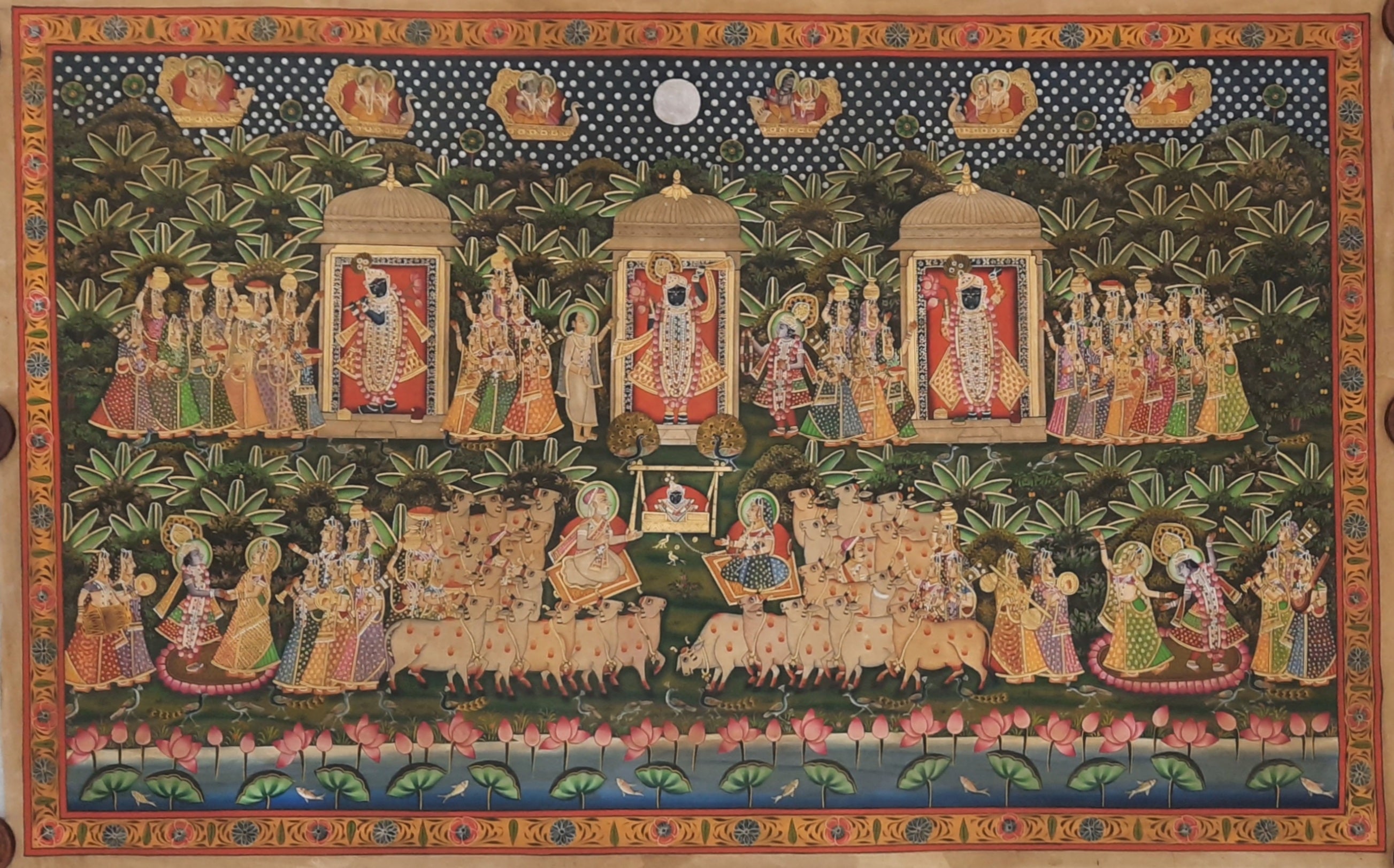Pichwai Painting – Antique Lord Shrinathji in 24k Gold