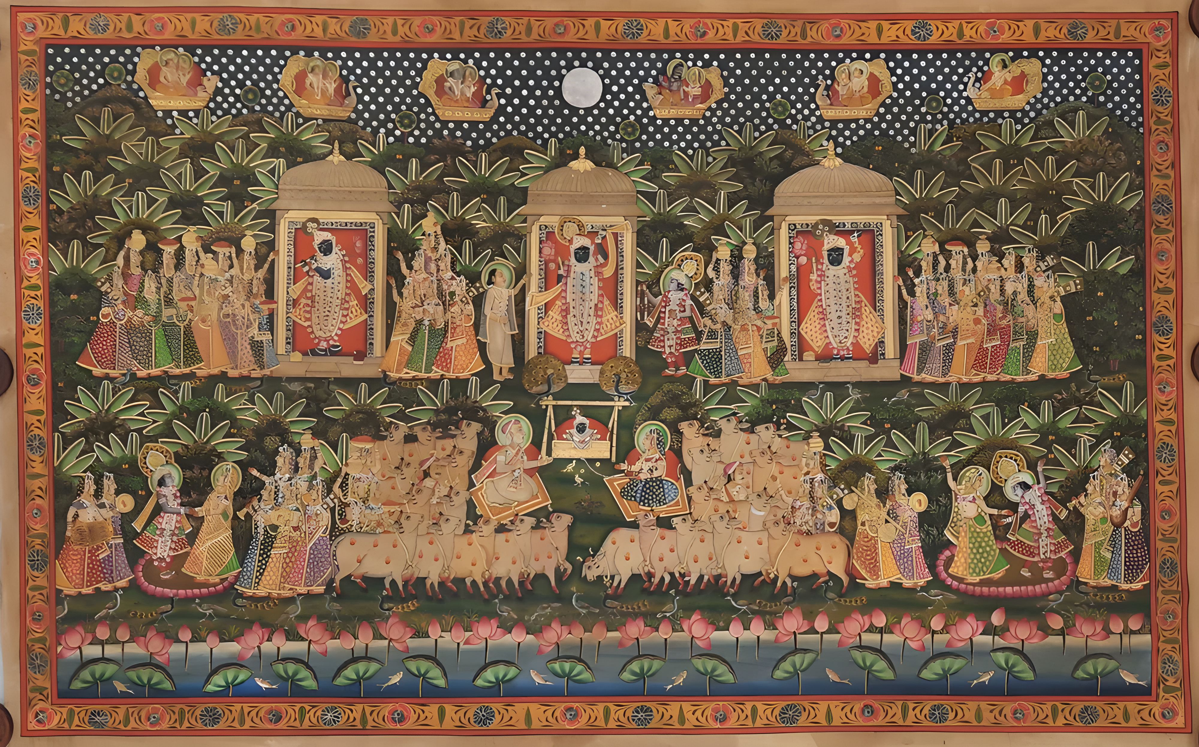 Pichwai Painting – Antique Lord Shrinathji in 24k Gold