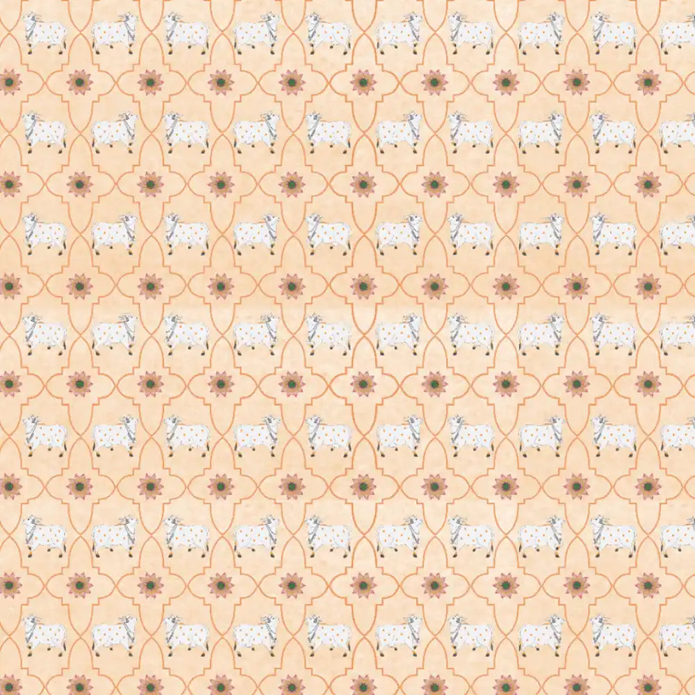 Ornate Cattle: "Gauvandana" Wallpaper