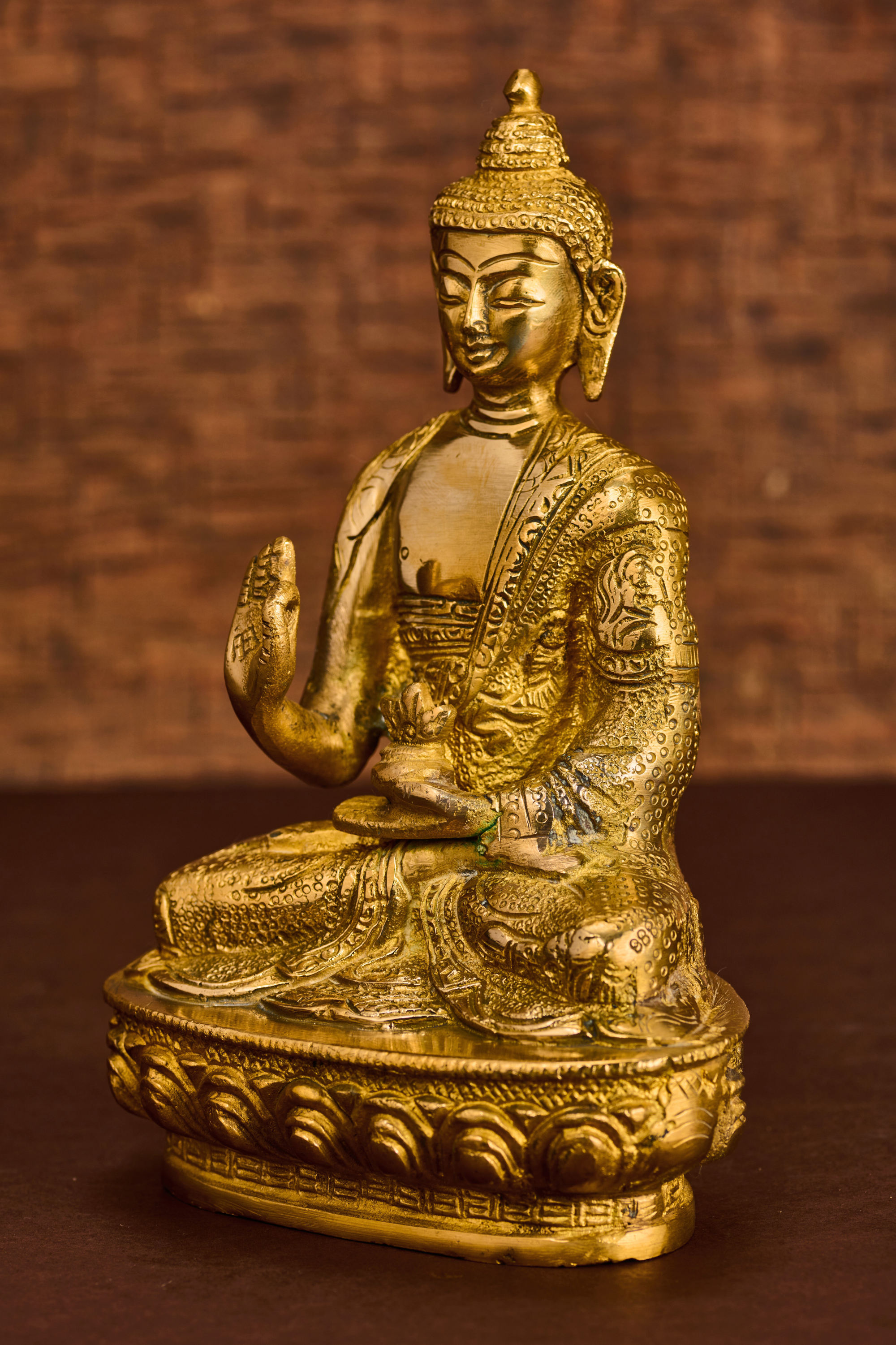 Solid Brass Buddha Sculpture in Classic Meditative Pose