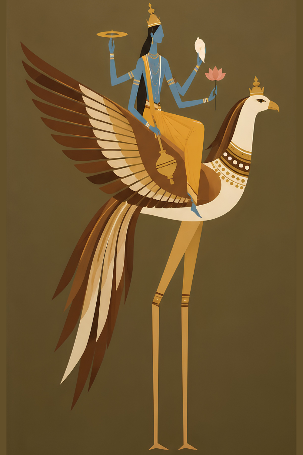 Art Print Set – “Vahana”: Vishnu on Garuda and Lakshmi on the White Elephant, Set of 2
