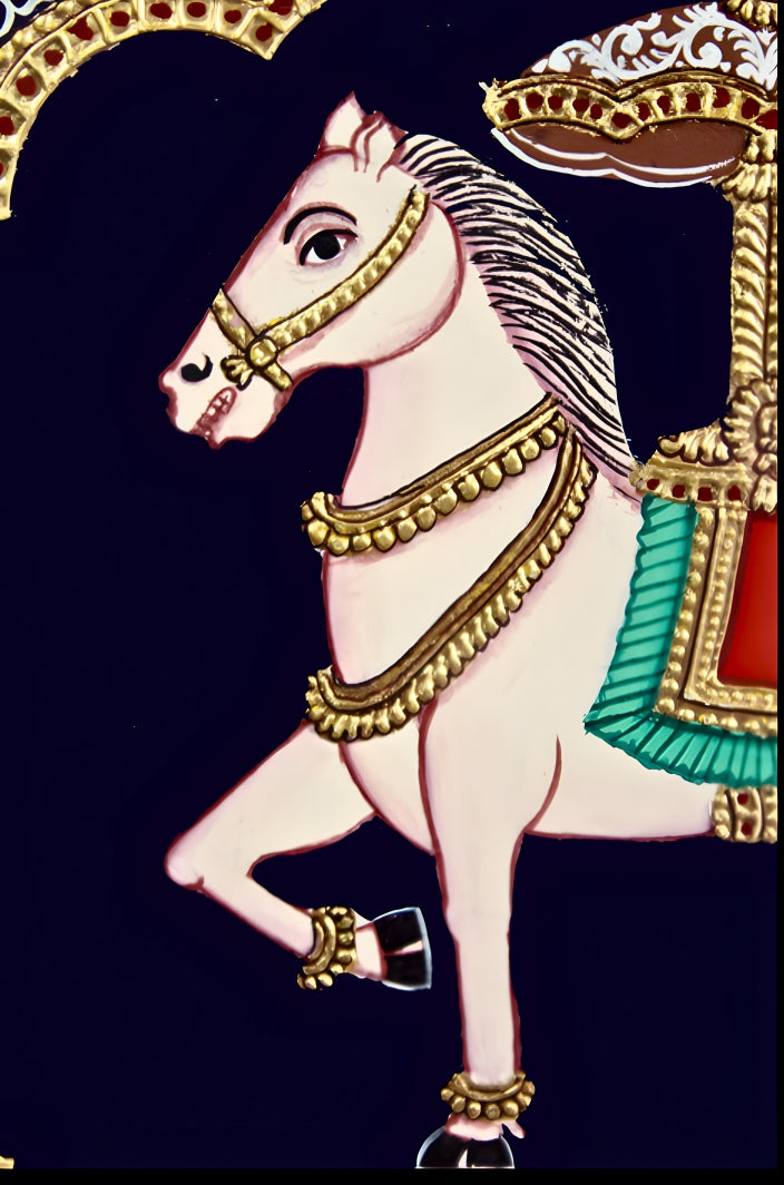 Palace Horse - Mysore Paintings (22KT Gold Leaf)
