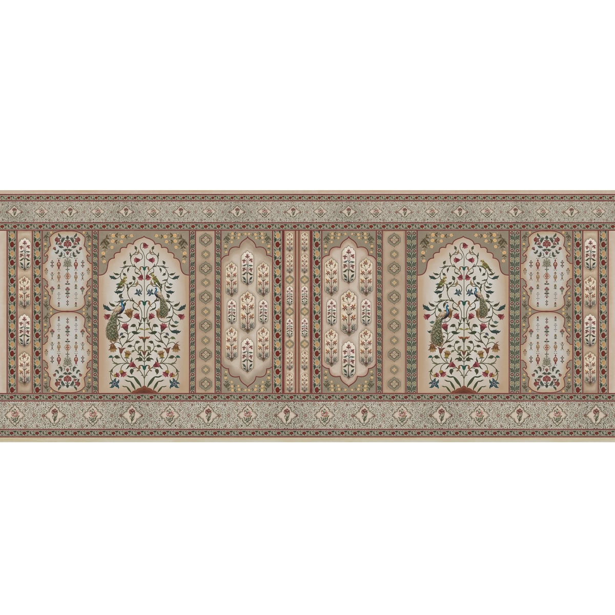 Mdhuban Indian Floral Jharoka Wallpaper in Suneherii Collection in Green Buy Now