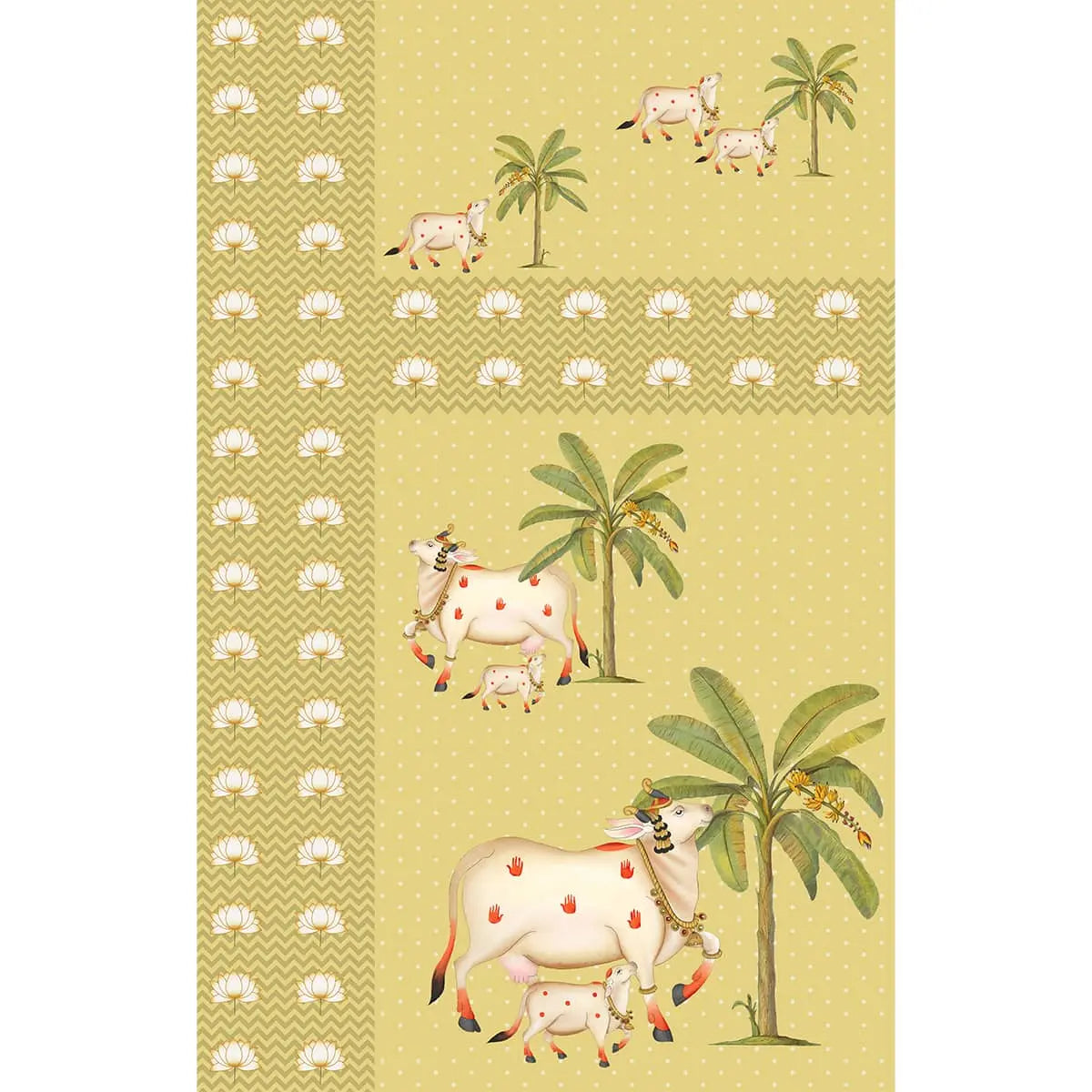 Yellow Garden pichwai wallpaper - customized garden wallpaper with surabhi cows buy now